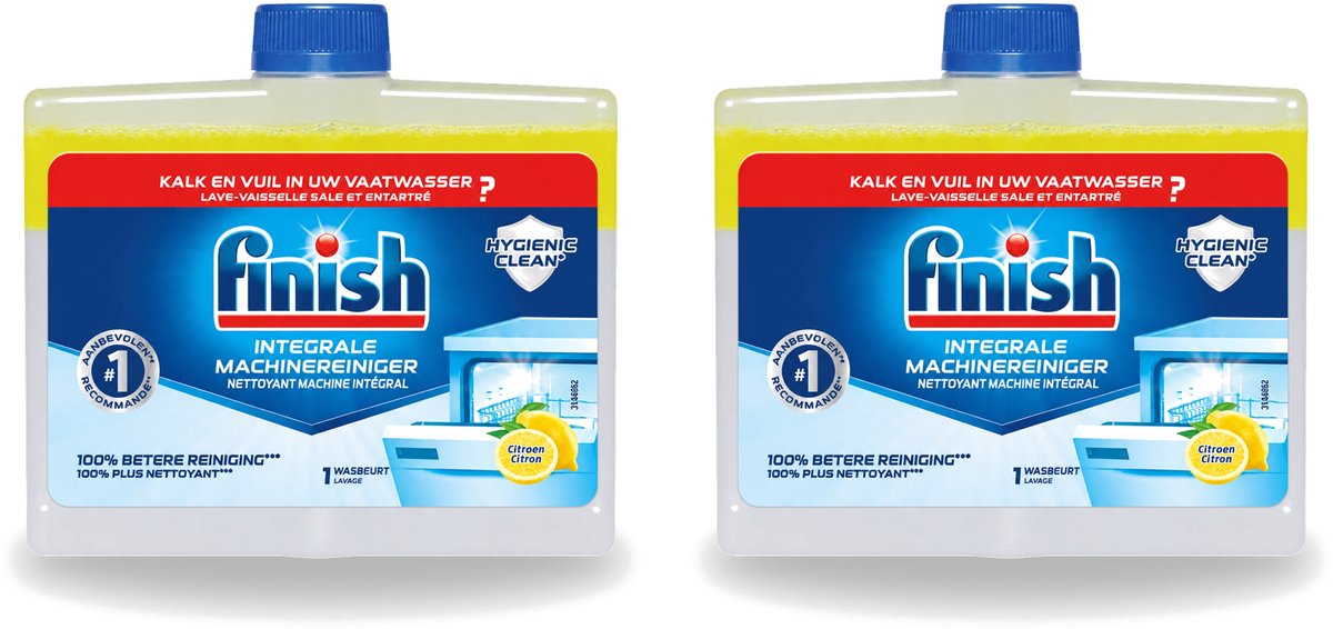 2 x Finish - Integrale Machinereiniger - Hygienic Clean - Anti-Kalk & Anti-Vuil - Citroen - 250ml - Voordeelverpakking - 2 stuks