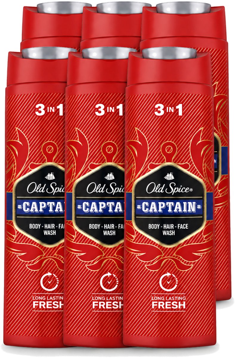 6 x Old Spice – Douchegel – Captain – 400 ml - Voordeelverpakking - 6 stuks