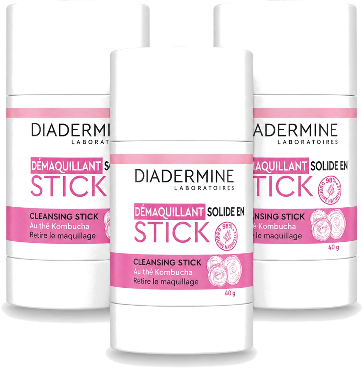 3 x Diadermine - Essential Care - Cleansing Stick - Kombucha - 40g - Voordeelverpakking - 3 stuks
