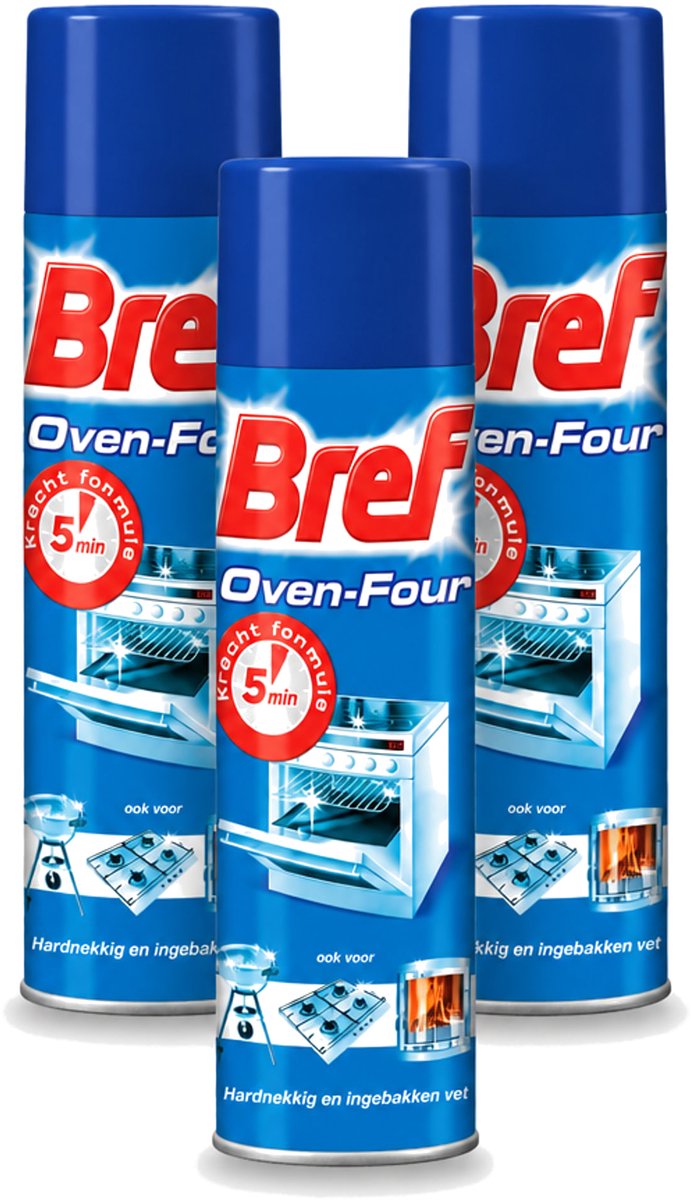 3 x Bref - Oven Spray - Tegen Hardnekkig en Ingebakken Vet - 450 ml - Bulkverpakking - 3 stuks