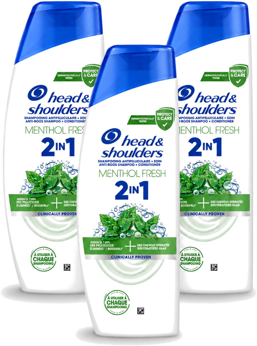 3 x Head & Shoulders – 2-in-1 – Menthol Fresh – 300 ml - Voordeelverpakking - 3 stuks