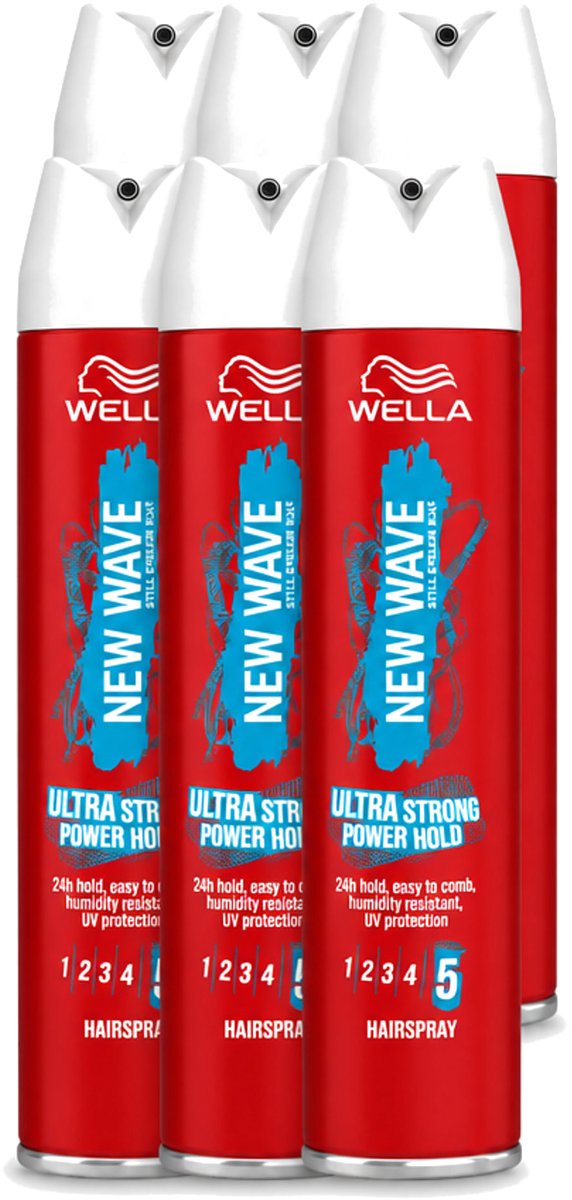 6 x Wella – New Wave Rock’n Hold Ultra Strong – Haarspray – 250 ml - Voordeelverpakking - 6 stuks