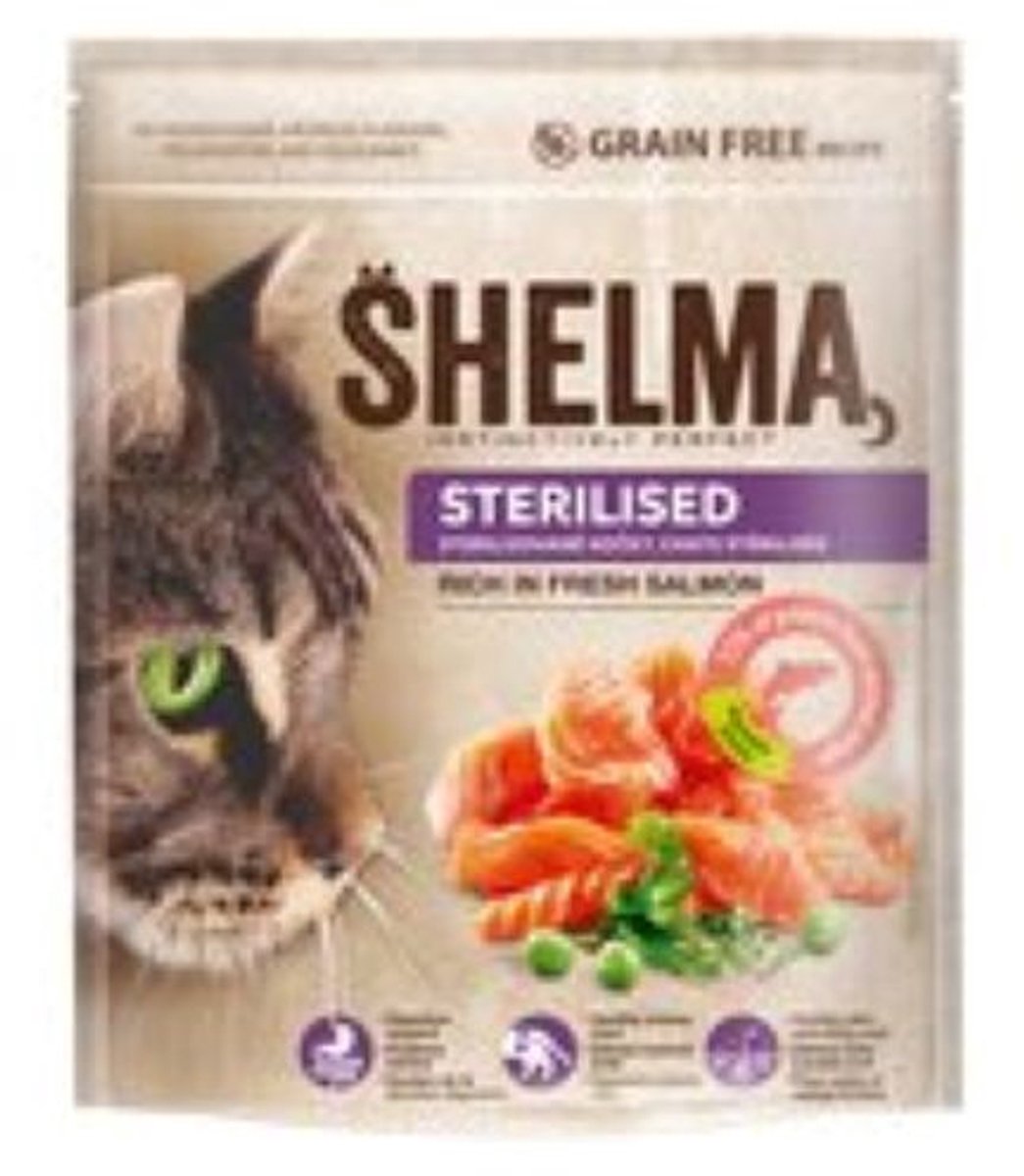 2x Shelma Premium Kattenvoer - Kattenbrokken rijk aan Verse Zalm - 1.4kg