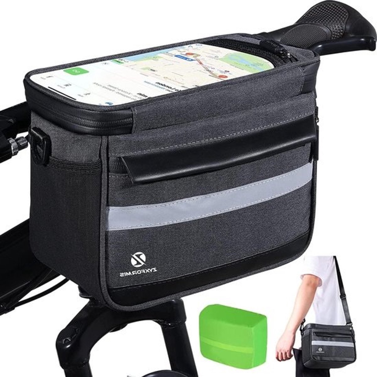 Fietsstuurtas - Frametas voor fietsers - Fietsbenodigdheden organiseren - Waterdicht - Touchscreen - 6 liter capaciteit - Zwart