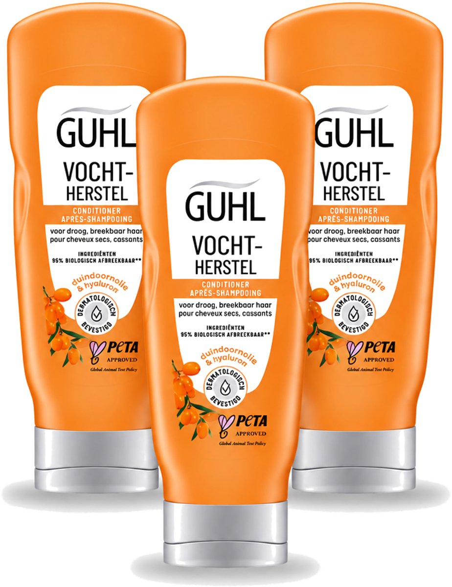 3 x Guhl - Crème Conditioner - Vochtbalans - 200 ml - Voordeelverpakking - 3 stuks