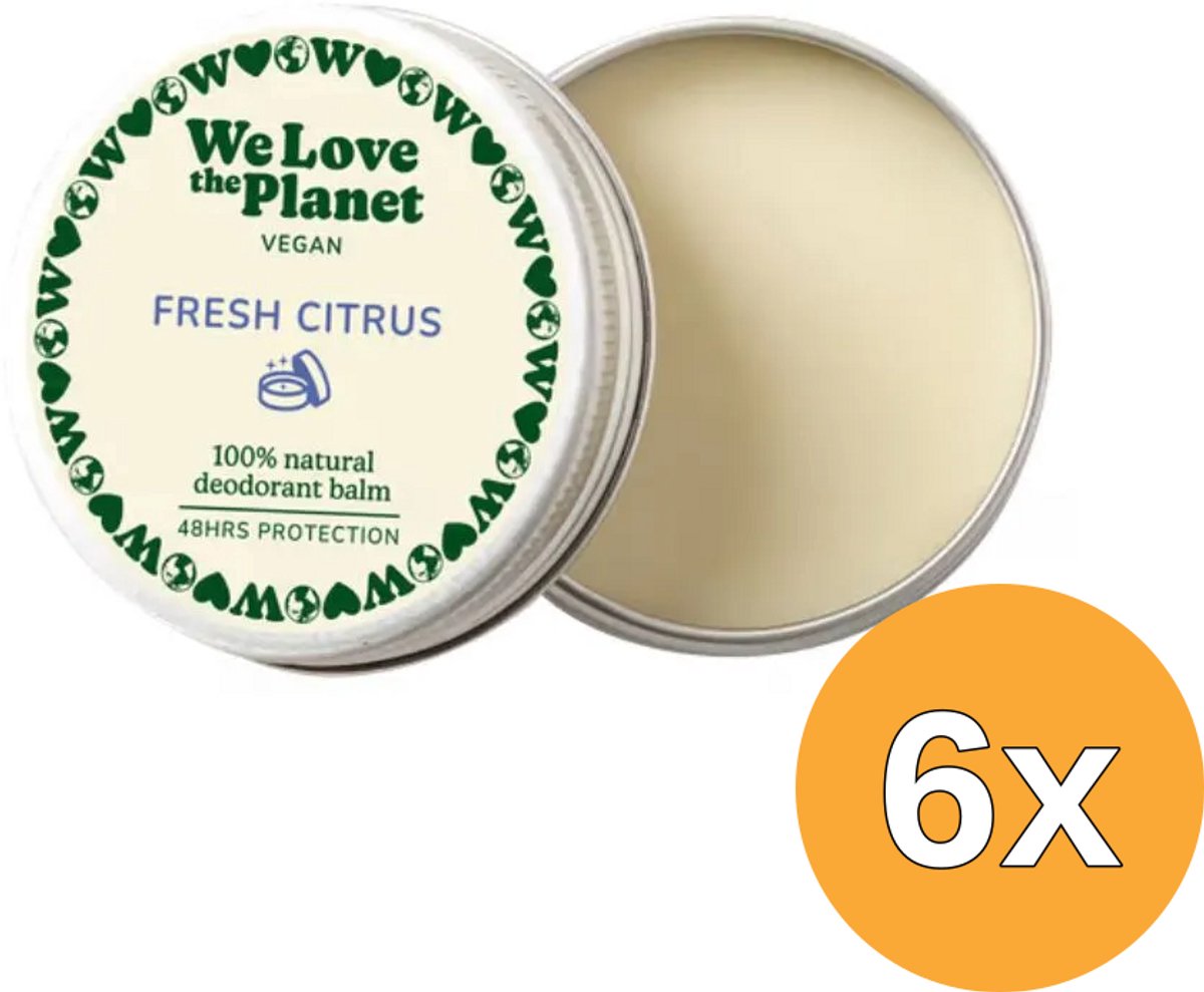 6x We Love The Planet Deodorant Balm - Fresh Citrus (Vegan) (35 gr)