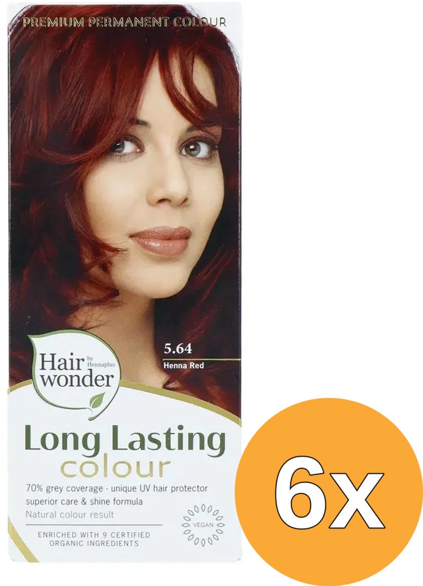 6x Hairwonder Long Lasting Colour 5.64 Henna Red (100 ml)