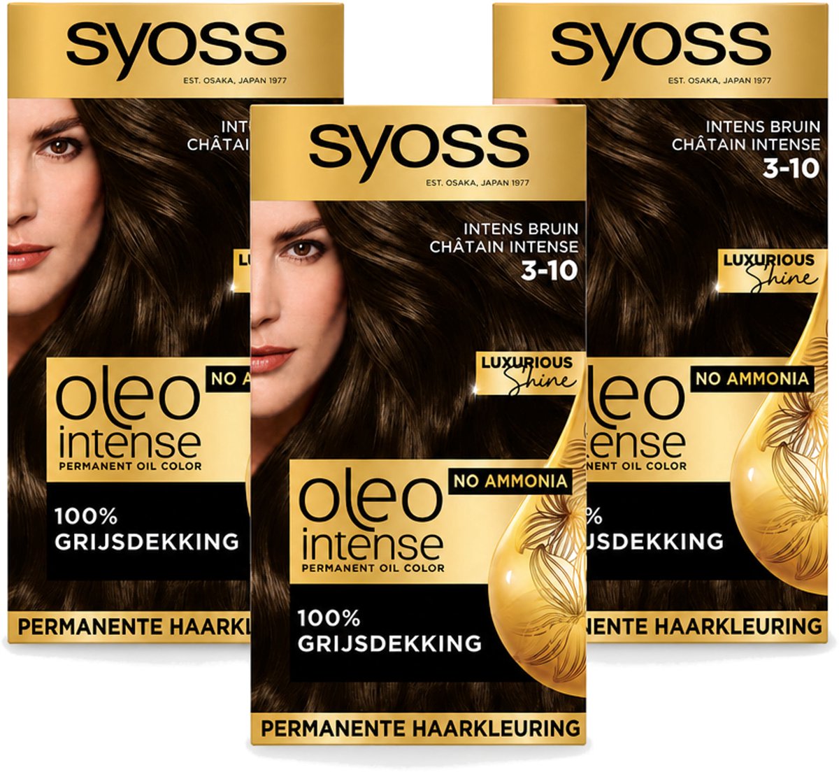 3 x SYOSS - Oleo Intense 3-10 - Haarverf - Permanente Haarkleuring - Intense Bruin - Langdurige Kleur - Voordeelverpakking - 3 stuks