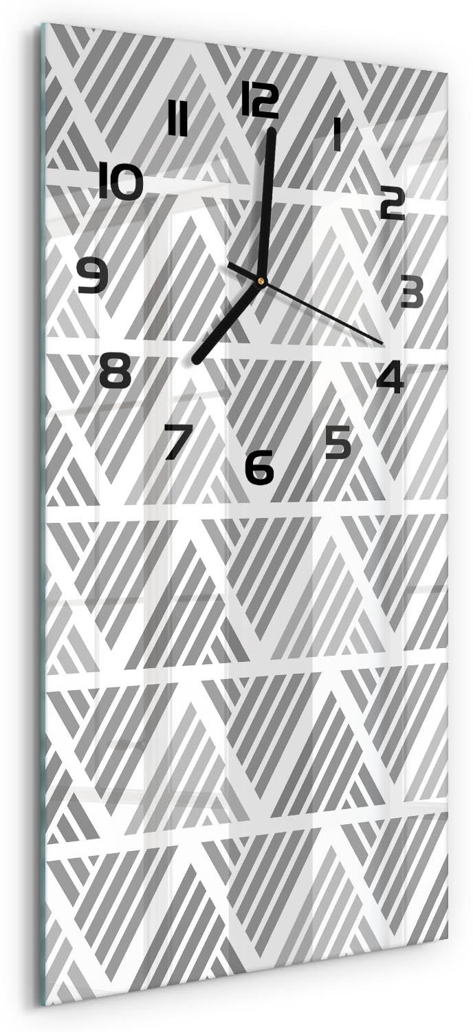 Tulup Wandklok - Geometrische achtergrond Gekleurde Glazen Klok - 30x60 cm - Grijs Glazen Klok Met Print - Zwarte handen - Rechthoekige Klok - Moderne Wandklok Glas - Wandklok Glas Decoratie