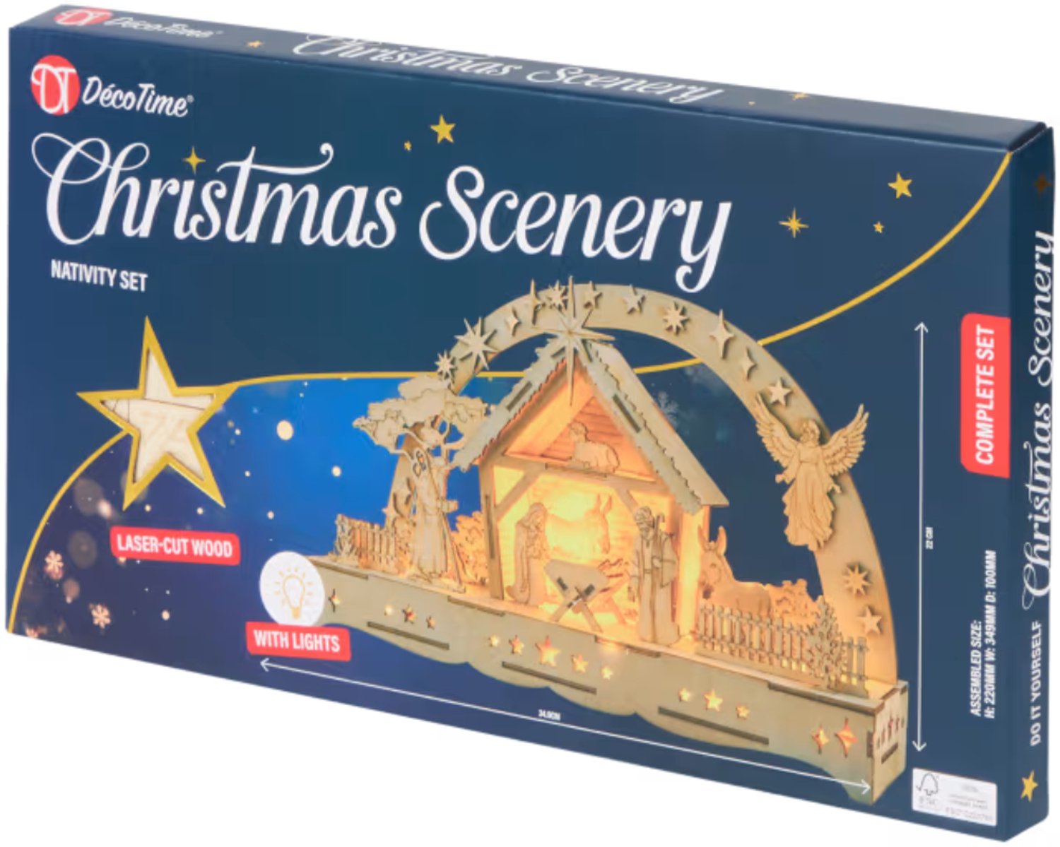 DécoTime houten kersttafereel - Om zelf in elkaar te zetten - Met ledlicht - Knutselen - Kerst - Bouwpakket