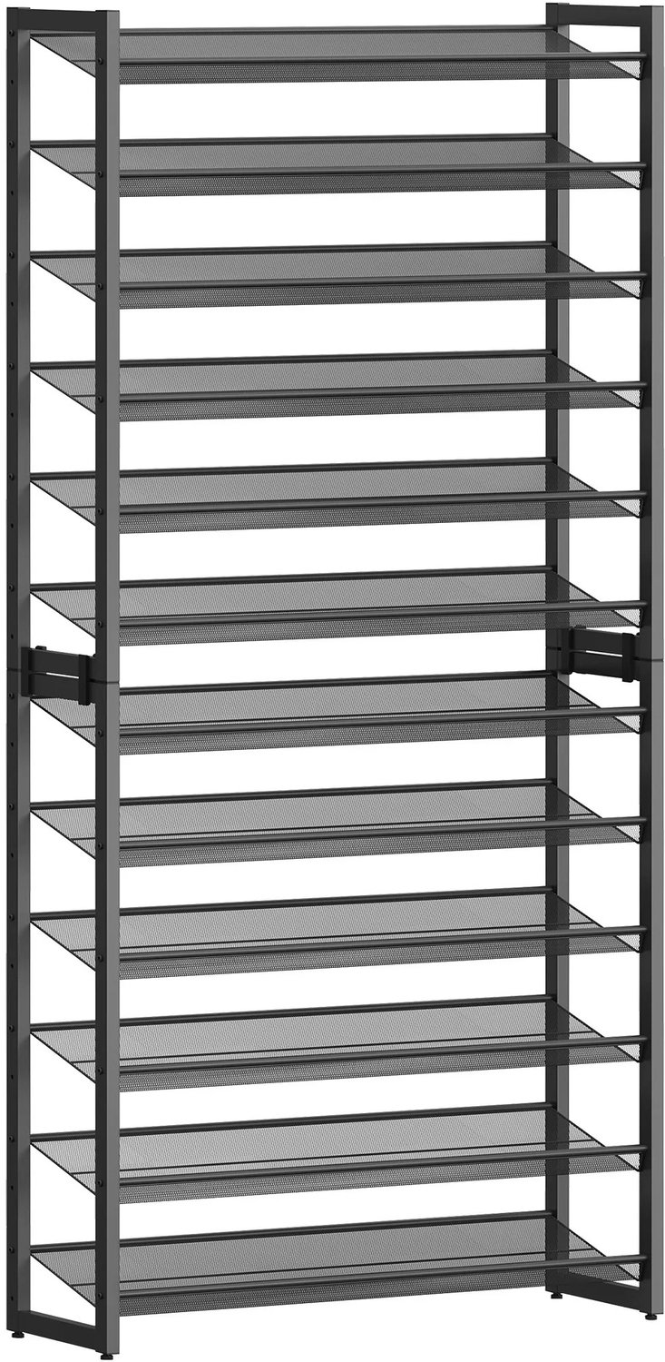 Sellino Schoenenrek - Schoenenkast - Met 12 Niveaus - Geschikt voor 48 tot 60 Paar Schoenen - Zwart - 92,5 x 30,7 x 223 cm
