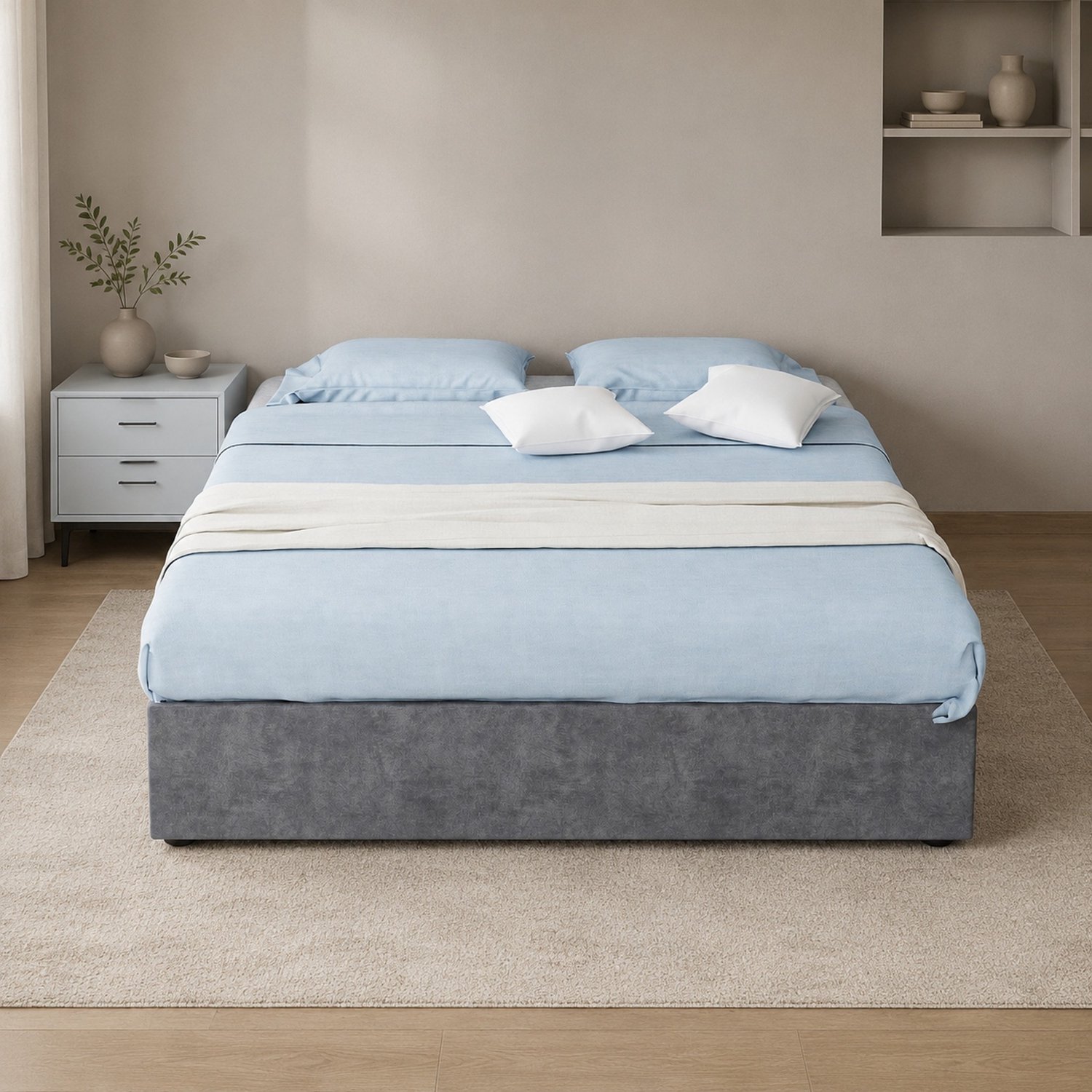 CHICFURN Gestoffeerd bedframe 140x200 cm - gaslift - grijs