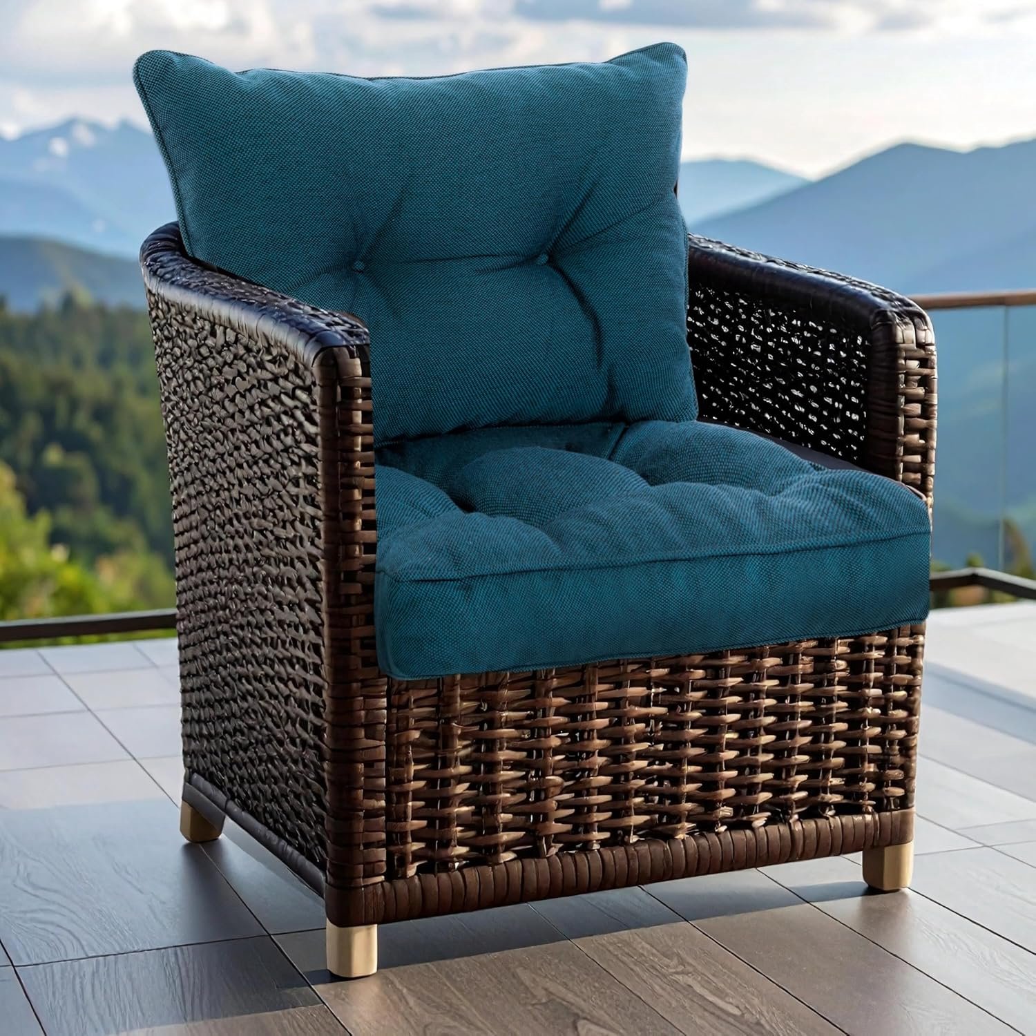Outdoorkussens voor tuinmeubelen, waterdicht zitkussen 60 x 60 cm en rugkussens 60 x 40 cm, kussenset voor tuinstoelen, hoge vulling, loungekussens voor stoel, tuinbank, marineblauw