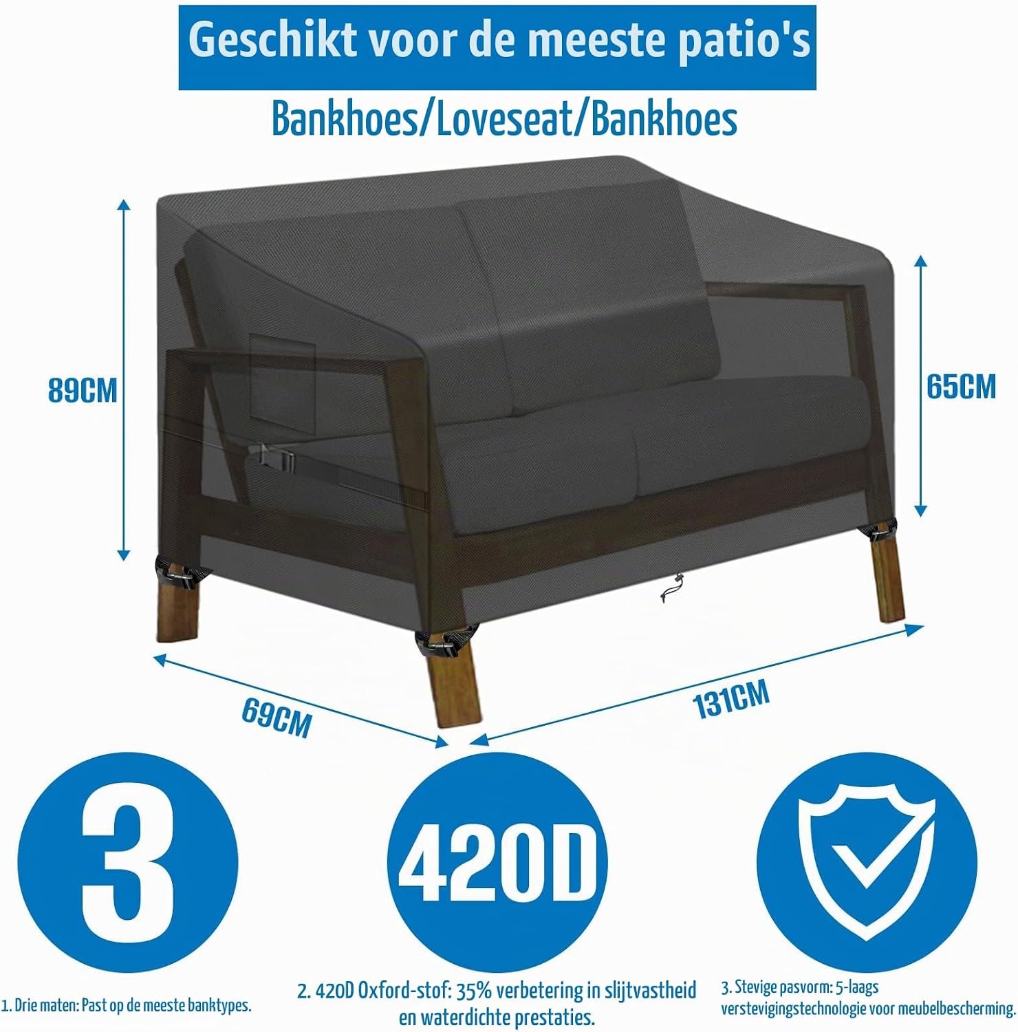 Famanu - Tuinbankhoes - Bescherming tegen vuil en weersinvloeden - Duurzaam Oxford 500D - Groen 1 stuks
