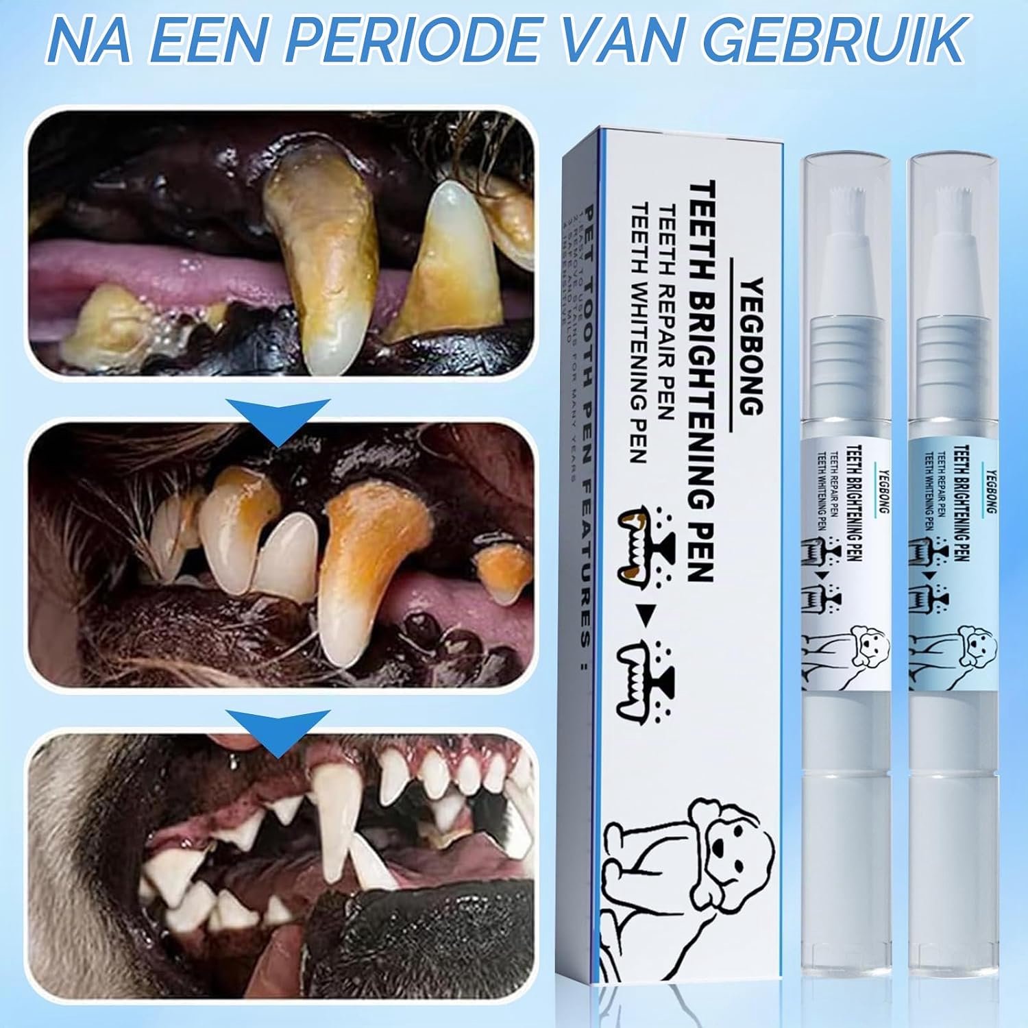 Famanu – Set van 4 Tandenborstelpennen voor Huisdieren – Voor Honden en Katten – Inclusief Tandsteenverwijderaar voor Gebitsverzorging