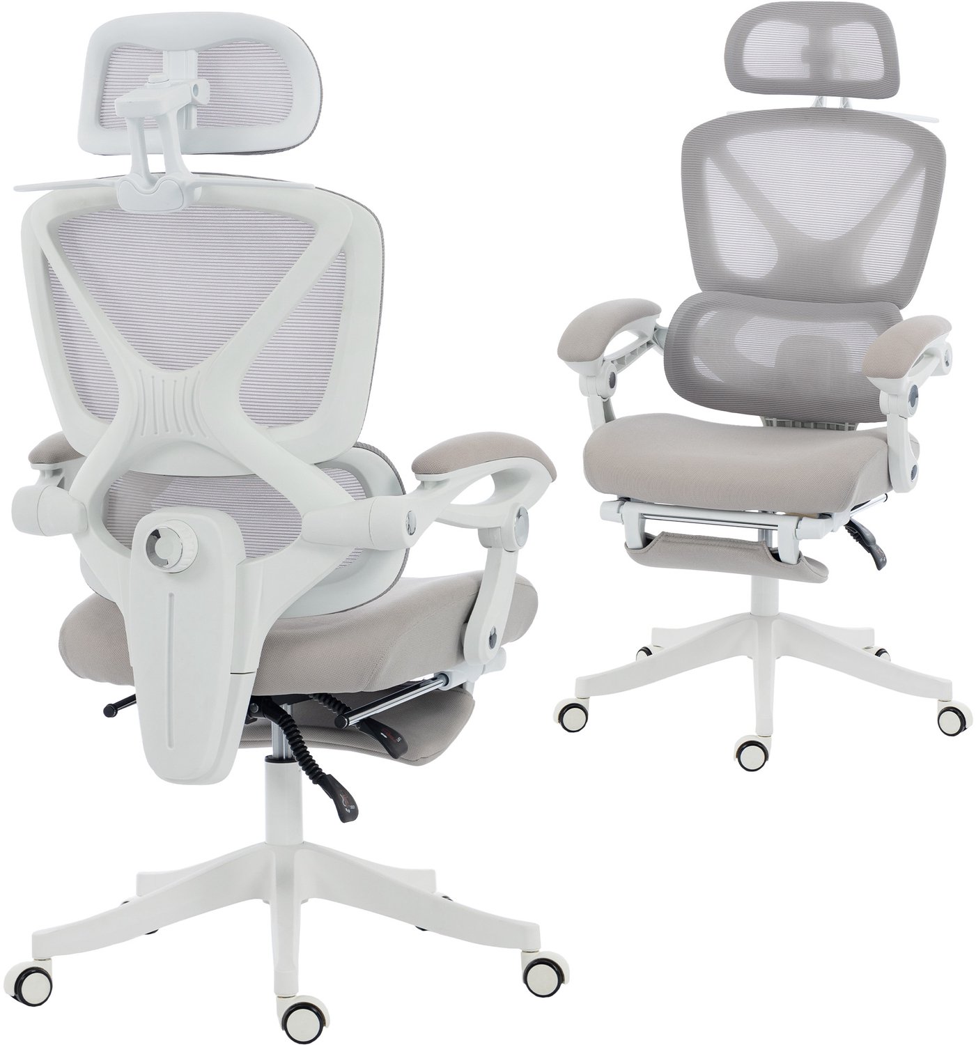 HOMCOM Office Chair-Polyester-71 x 70 x 129 cm-Hellgrau