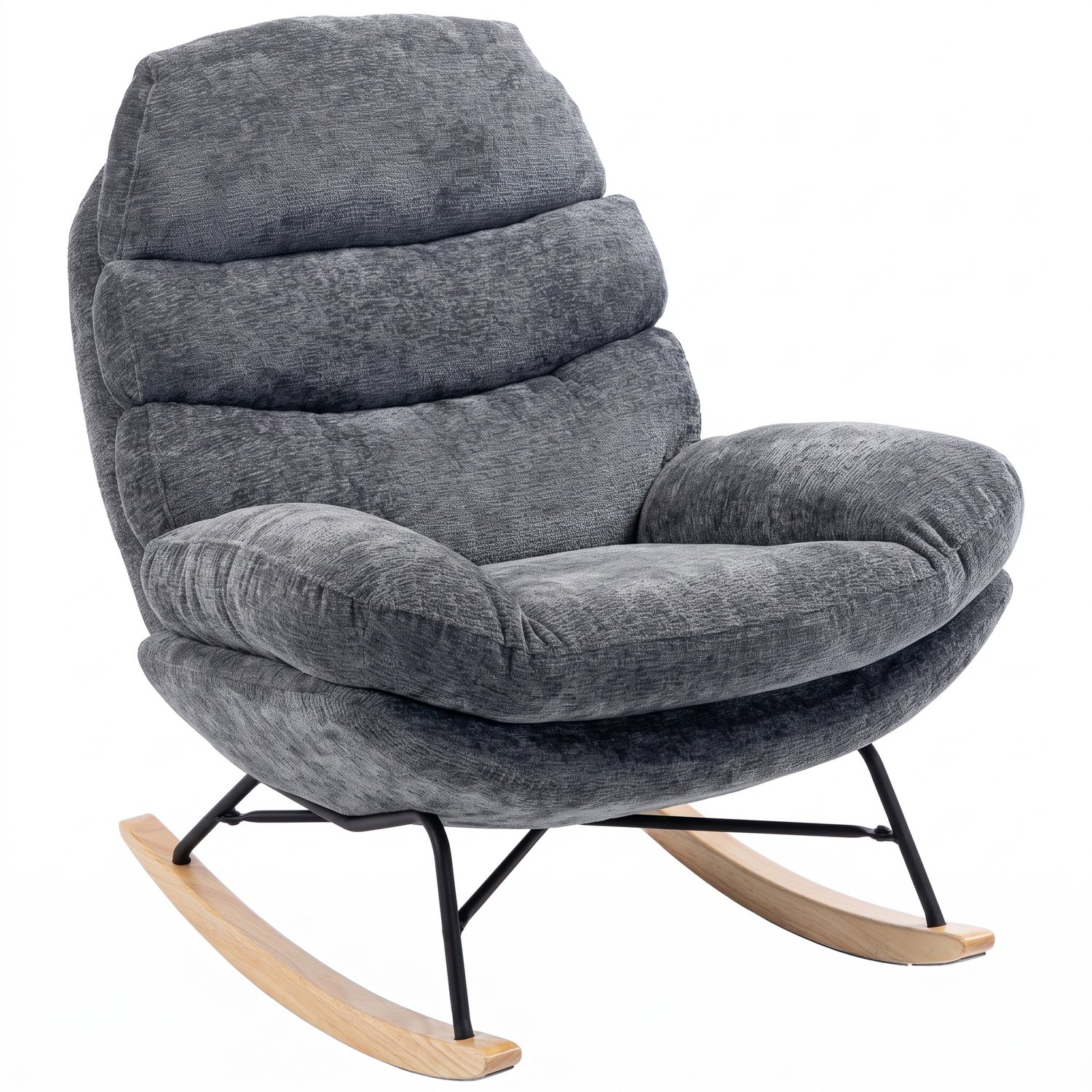 Homcom Rocking Chair-Polyester, Schaumstoff-80 x 103 x 91 cm-Dunkelgrau Donkergrijs
