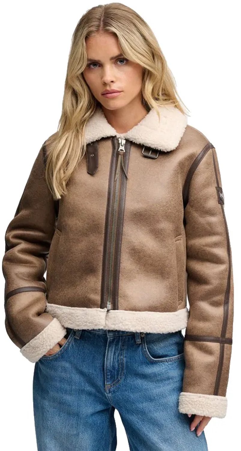 Superdry Faux Shearling Jas 2XL Vrouw Taupe