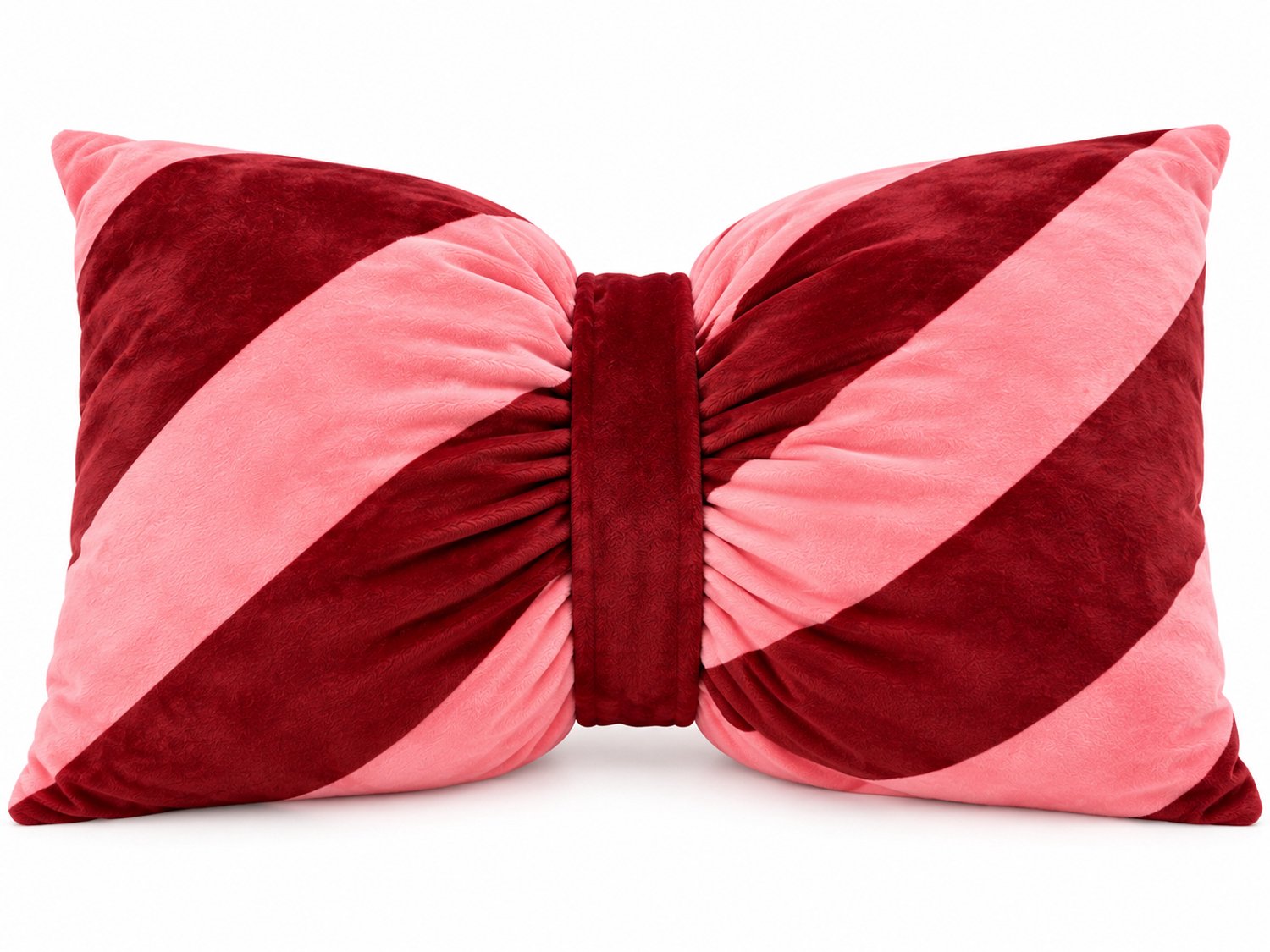 Kerst Sierkussen Strik – Roze/Bordeauxrood – Zacht Fluwelen Decoratiekussen – Candy Cane Design – Kerstkussen voor Bank en Bed – Kerstdecoratie