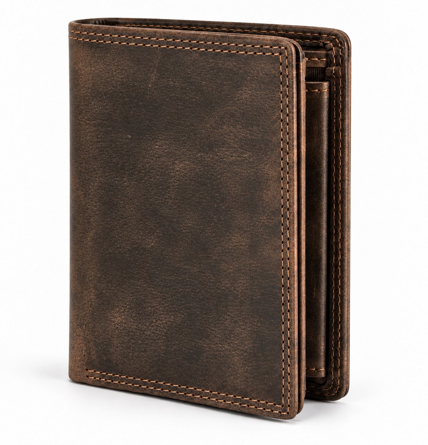 THL Design - Heren Portemonnee - Billfold - Luxe Portefeuille - Hoog Model - Vintage Leer Donkerbruin