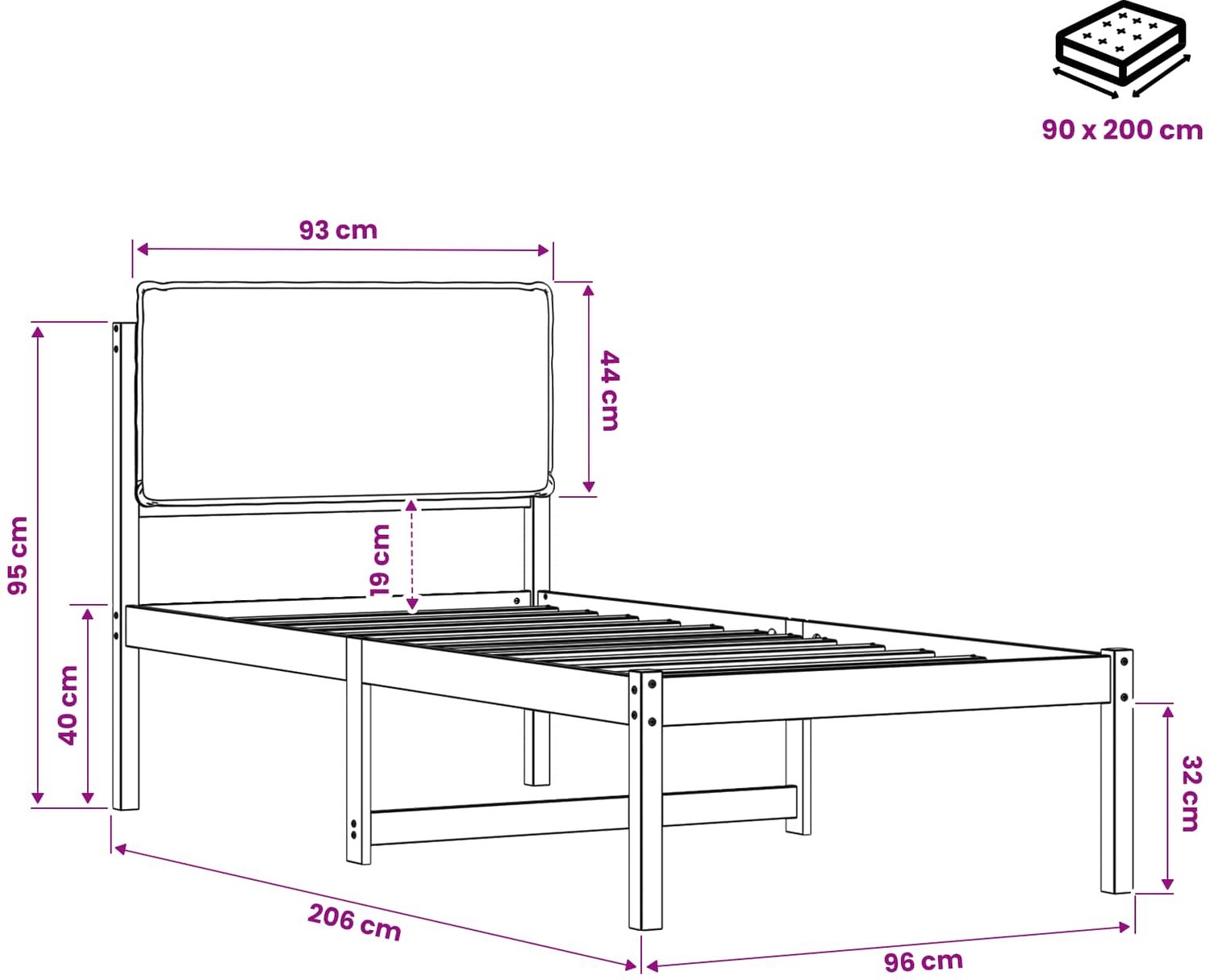 vidaXL Bedframe - met - gestoffeerd - hoofdbord - Whitewash - en - lichtgrijs Whitewash en lichtgrijs
