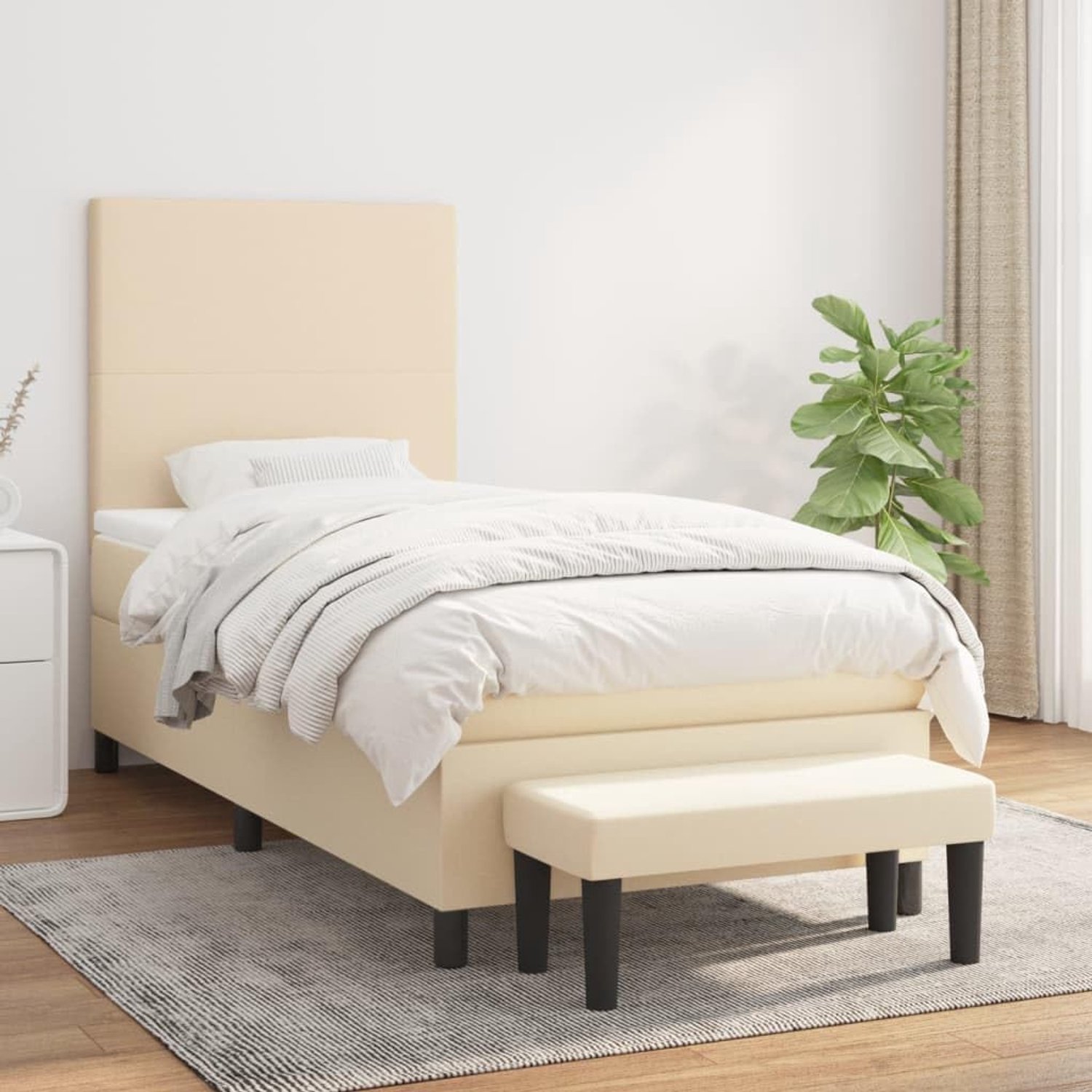 Duurzaam stof verstelbaar hoofdbord pocketvering 100x200 cm crème