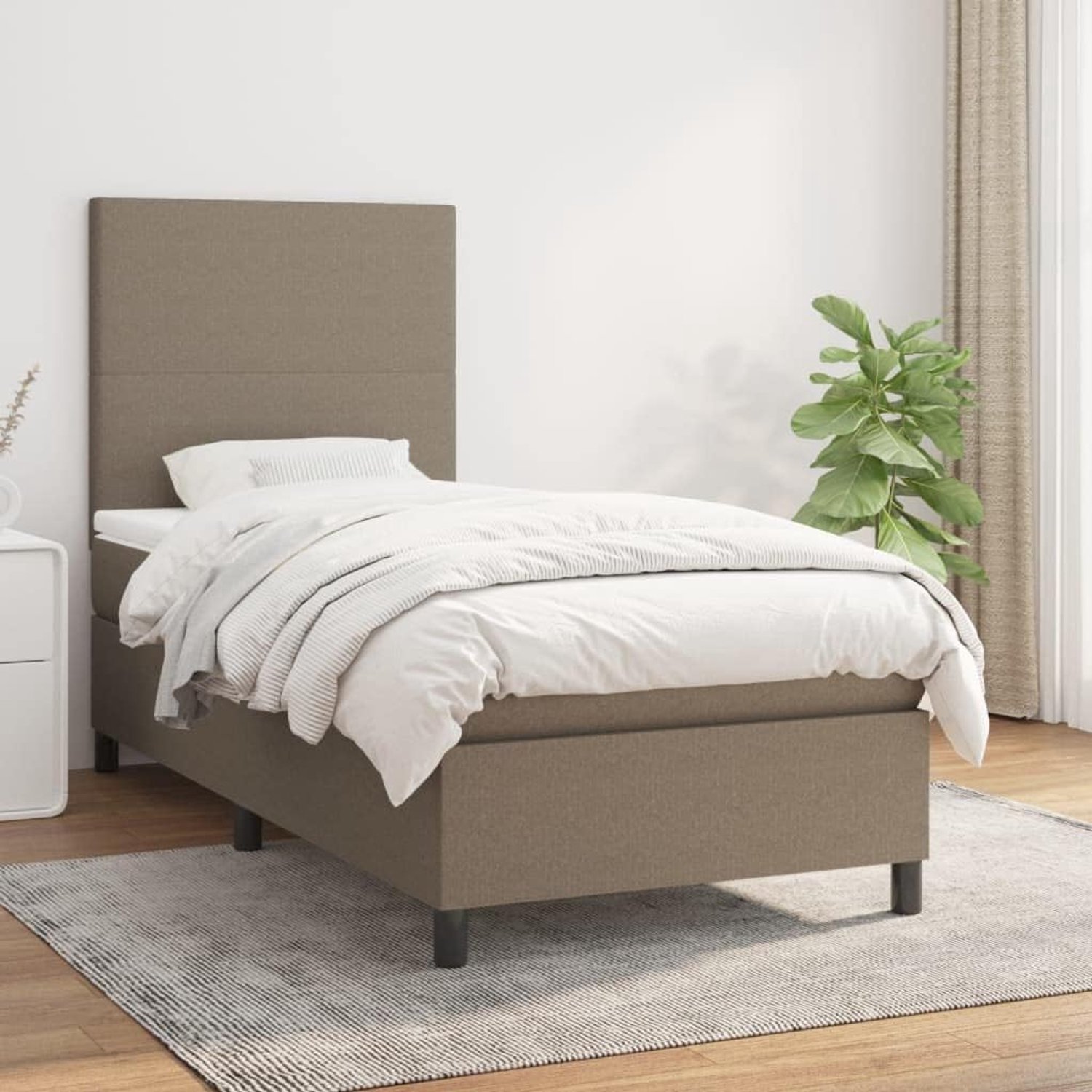 Familiebed, palletbed, boxspringbed met matras, taupe, 80x200 cm, stof