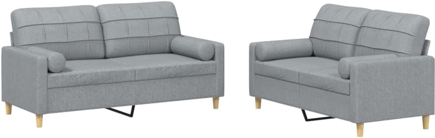 Slaapbank Kantoor Sofa 2-delig Sofa Set met Kussen Licht Grijs Stof voor Woonkamer, Slaapkamer Kantoor