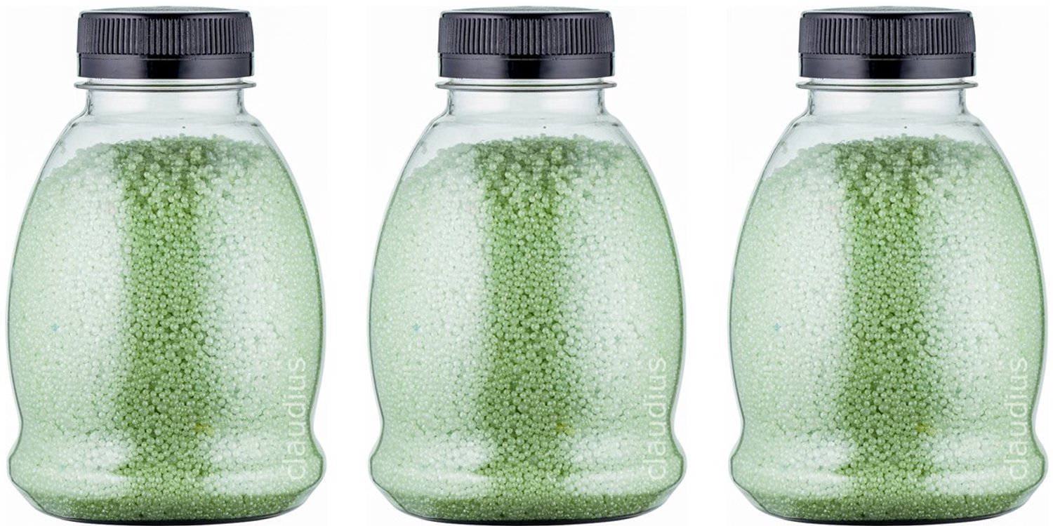 Claudius Badkaviaar Eucalyptus - 225 gram - Fles met zwarte dop - set van 3 stuks - bad parels voor in bad