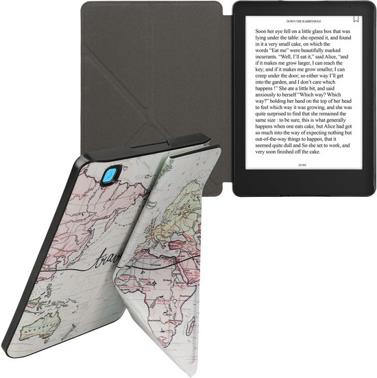 kwmobile e-reader hoesje geschikt voor Kobo Aura Edition 2 hoes - Ereader flip case met standaard - E reader cover van kunstleer - In zwart / meerkleurig — afbeelding 3