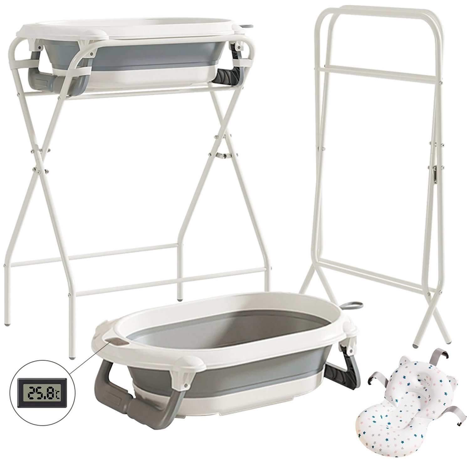 Heidat babybadje - Handige 3-in-1 baby bad - Opvouwbaar - Met badkussen en thermometer - Geschikt voor baby en peuter