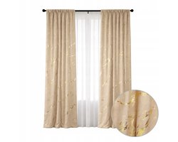 2x Luxe Velours Gordijnen Beige Goud Marmer 140x250cm - Wave Plissering