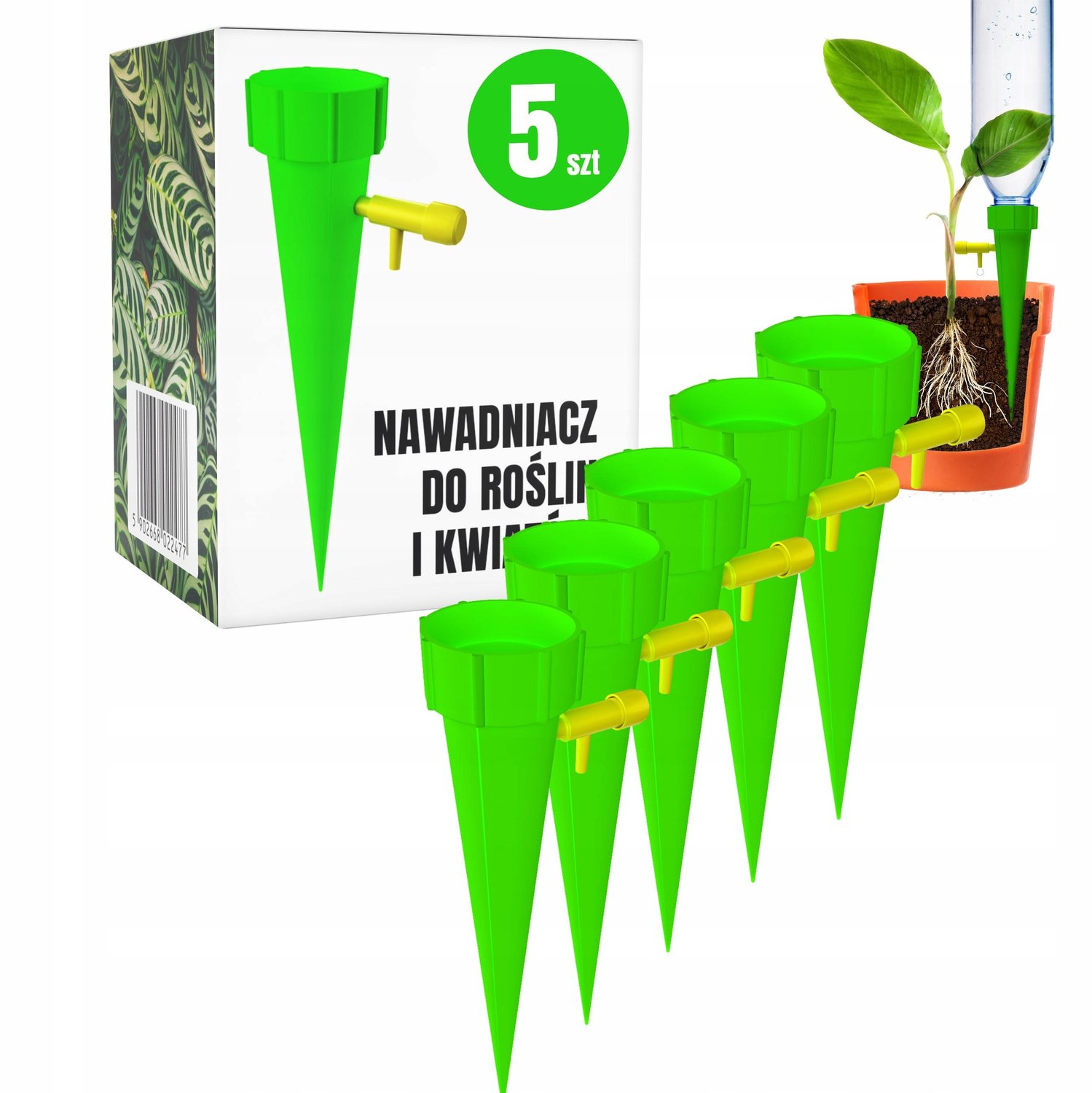 5x Groene Planten Watergevers met Kraantje - Automatische Bevochtiging
