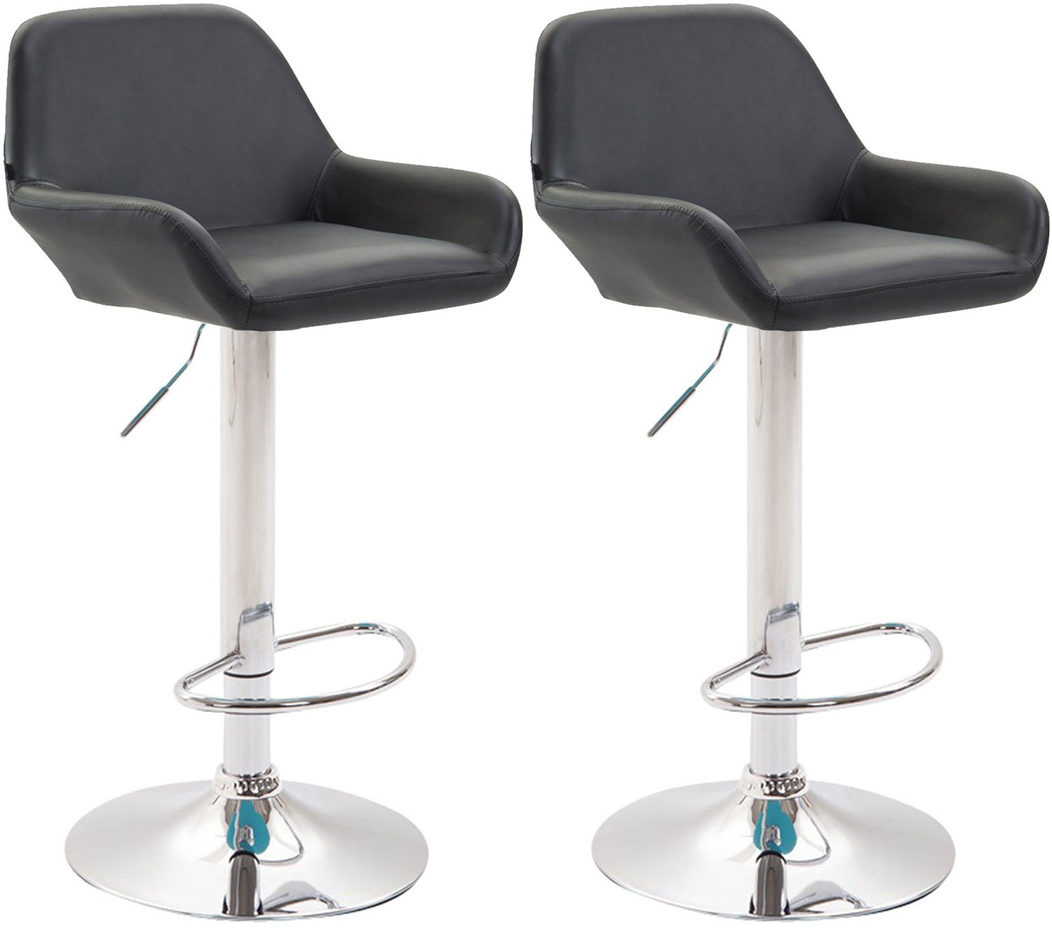 Luxe Comfort Barkruk - Set van 2 - Verstelbaar - Kunstleer - Zwart zwart chroom