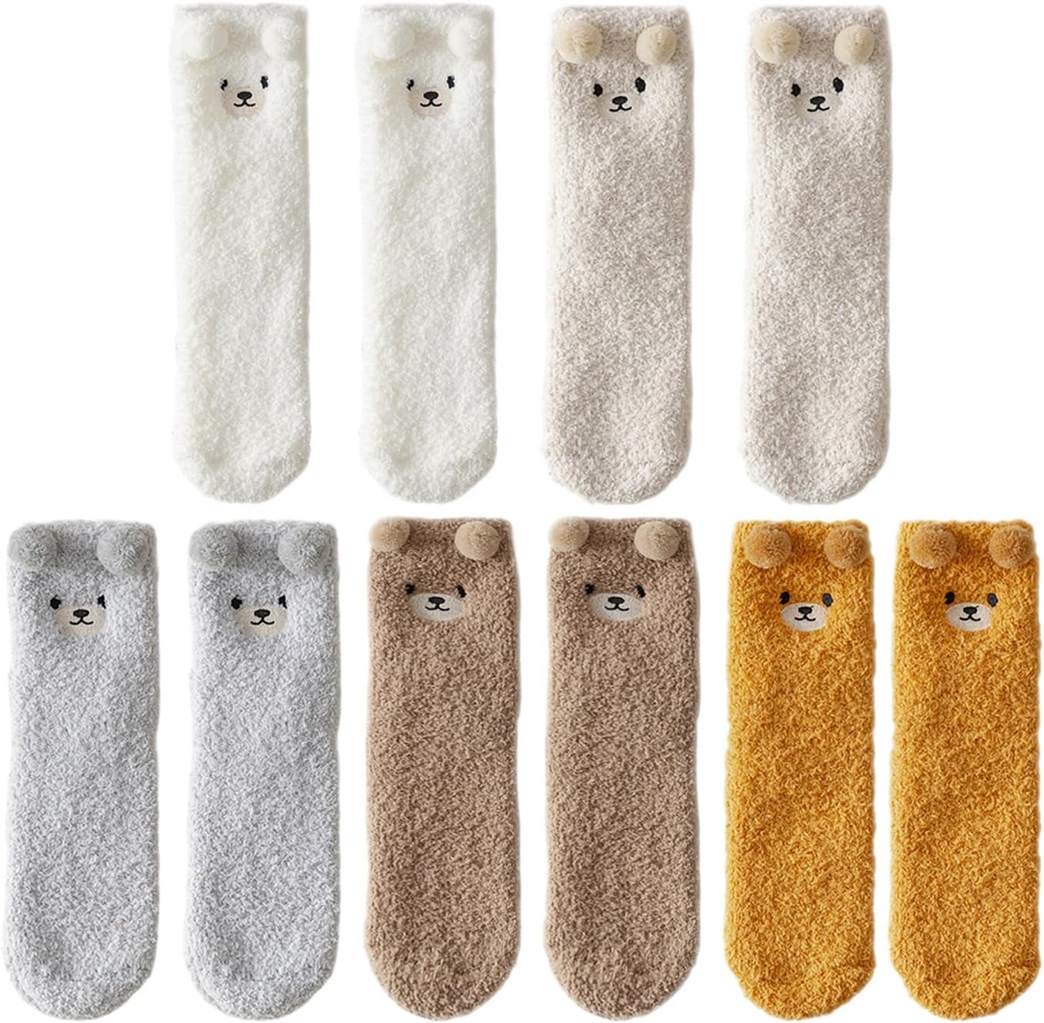 5 paar meerkleurige pluizige sokken, zachte kinderslaapsokken, bont-meisjessokken, warme pluizige bedsokken, schattige meisjessokken, Meerkleurig, M