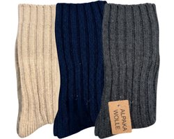 3 Paar Alpaca Wollen Sokken - Wintersokken - Wandelsokken - Huissokken - Maat 43-47
