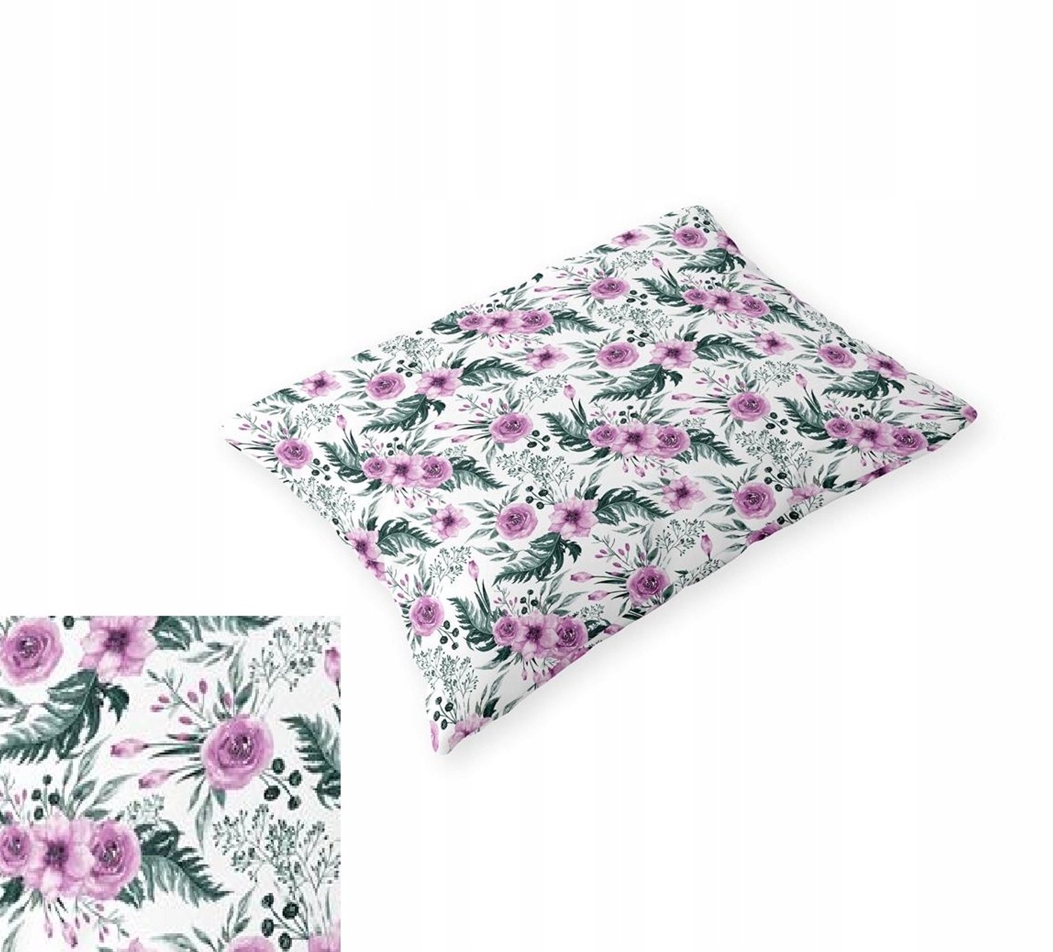 Katoenen Kussensloop 40x60cm - Roze Bloem & Varen - OEKO-TEX