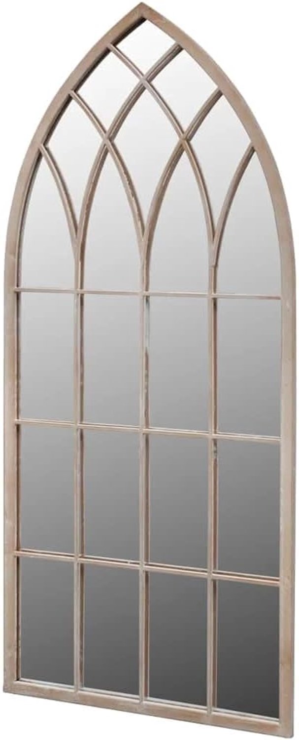 Tuinspiegel boog 50 x 115 cm van ijzer, wandspiegel met roestlook voor terras, balkon en woonkamer, zilver