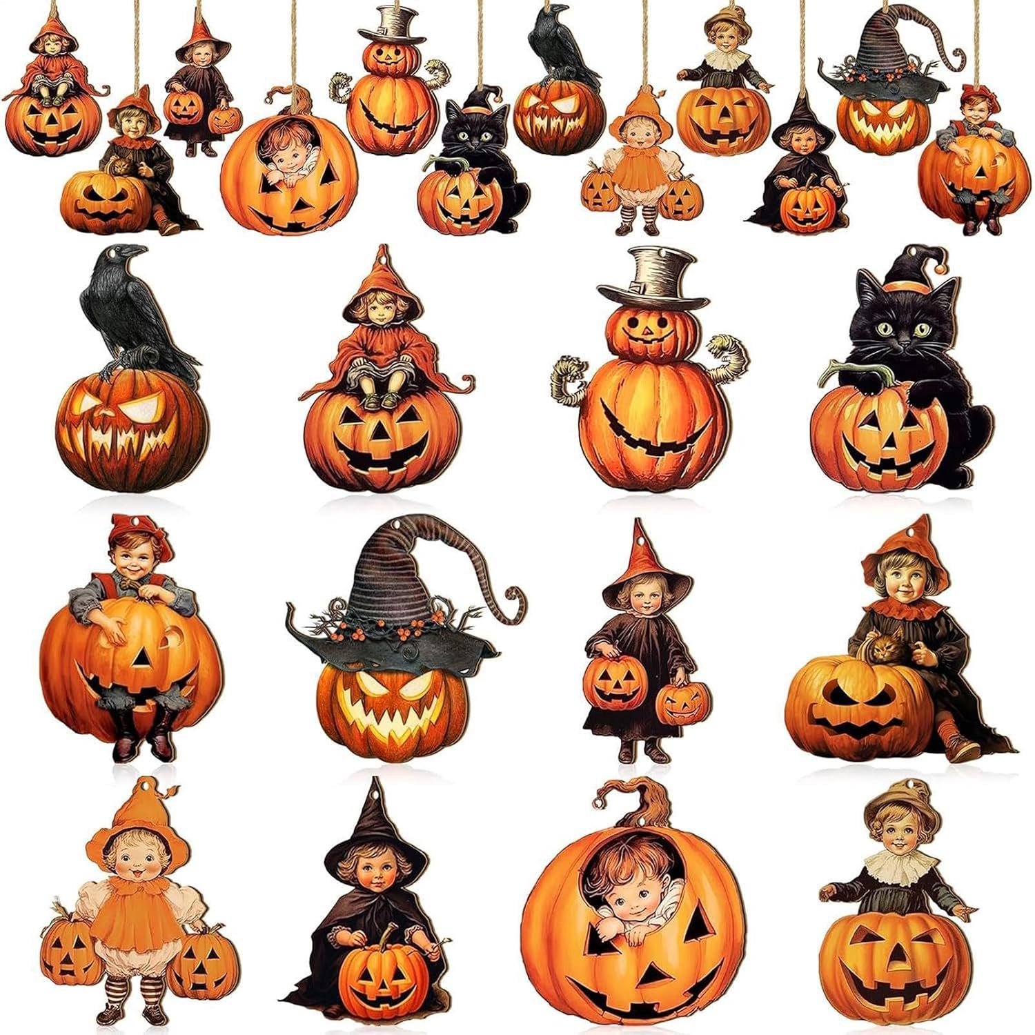 Houten ornamenten, kleine Halloween-ornamenten decoratie
