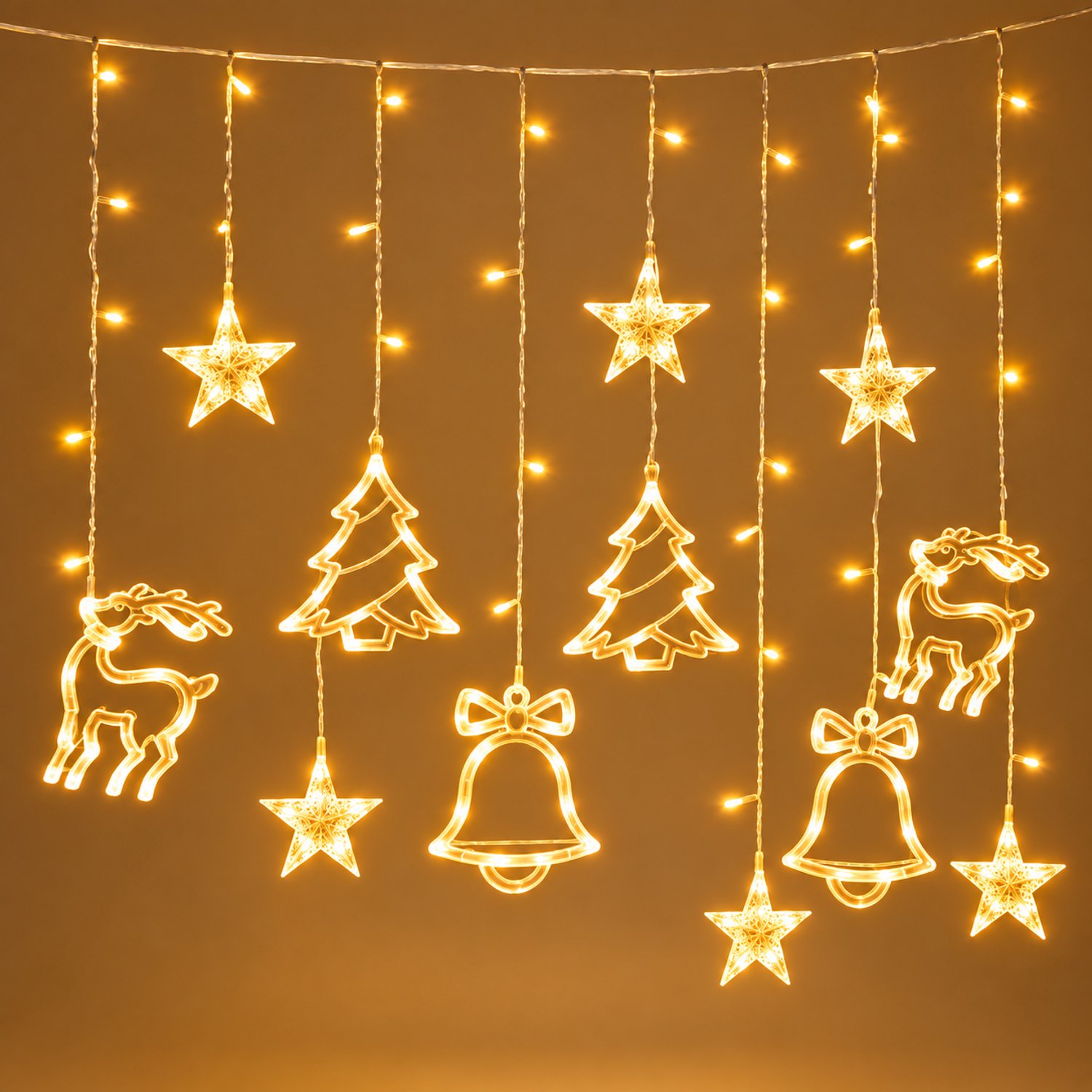 Nina’s Giftshop® Kerstverlichting Lichtsnoer Warm Wit – 350 cm – 6 Kerstfiguren & 6 Sterren – LED Kerstverlichting – Kerstboomversiering – Kerstdecoratie