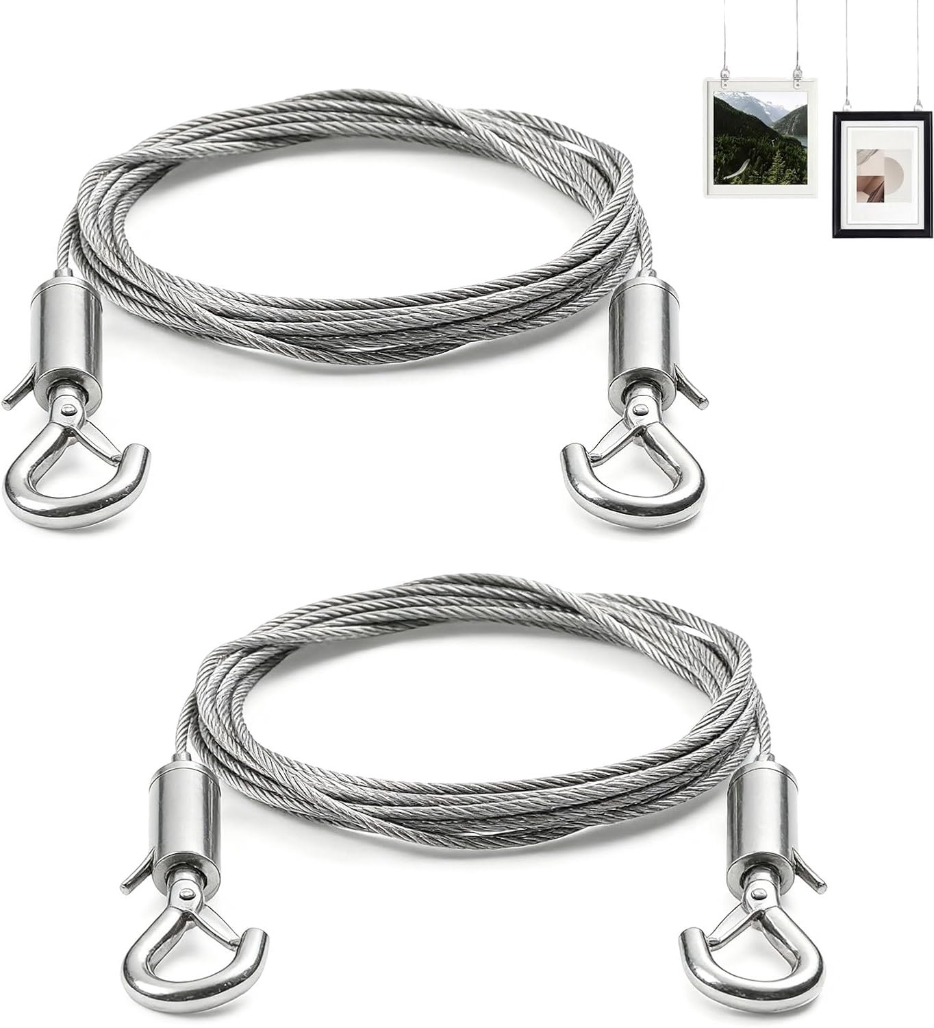 Verstelbare metalen ophangkabels 2 m - roestvrij staal - maximale belasting 30 kg - ShopVlot