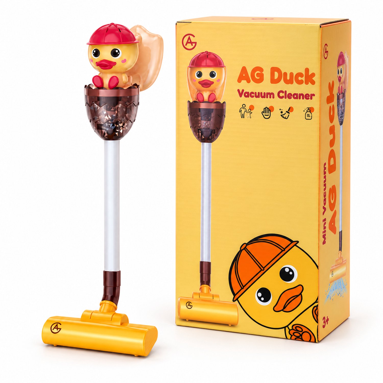 AG Duck Speelgoedstofzuiger voor Kinderen - Draadloos - Met Licht en Muziek - Inclusief Opzetstukken - Cadeau - Vanaf 3 Jaar