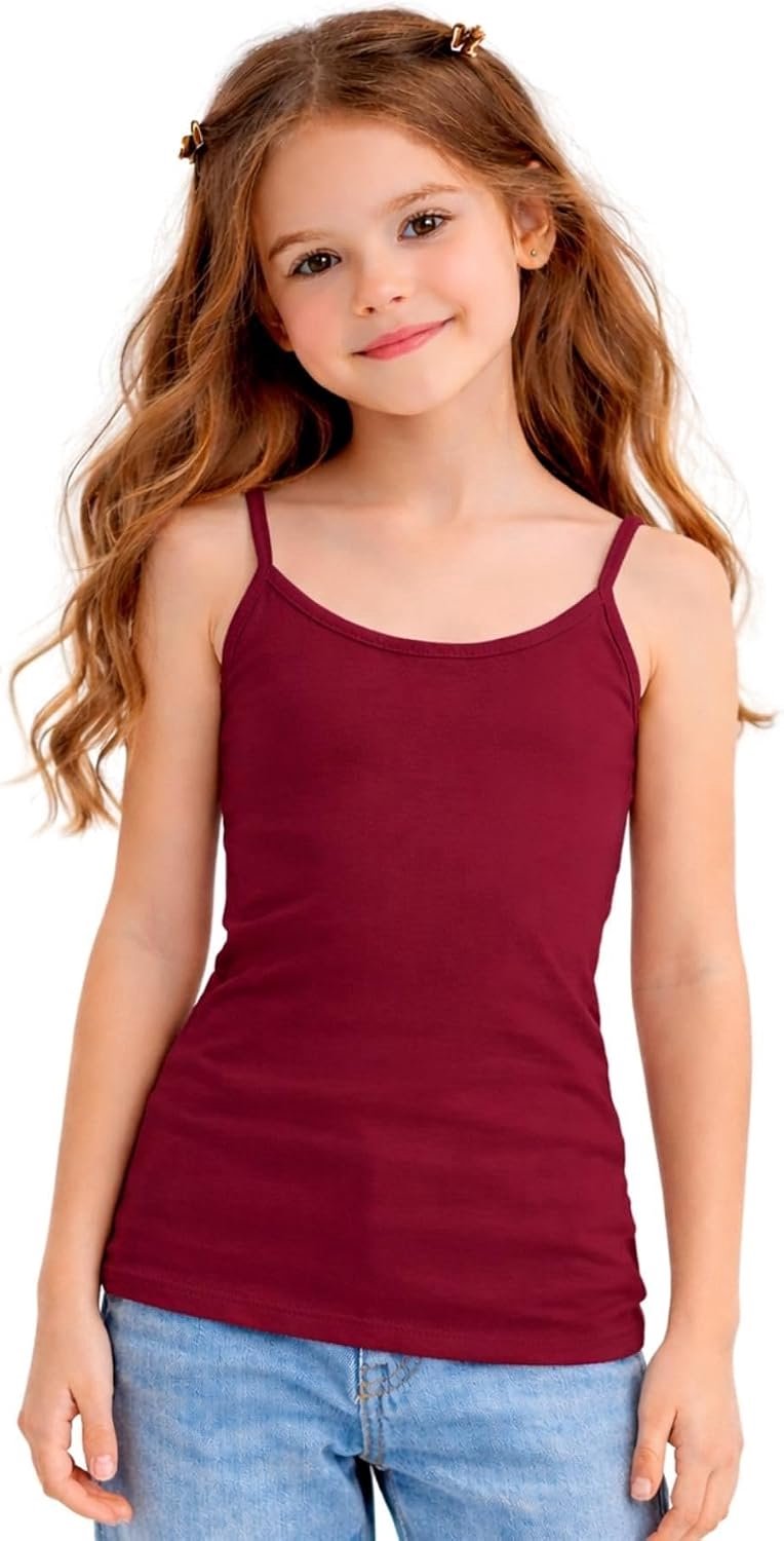 Tanktops voor meisjes en kinderen, spaghettibandjes, effen vest cami-top, basislaag kinderen zomer lichtgewicht workout hemdje vest tops, meisjeskleding tanktop met bandjes maat 5