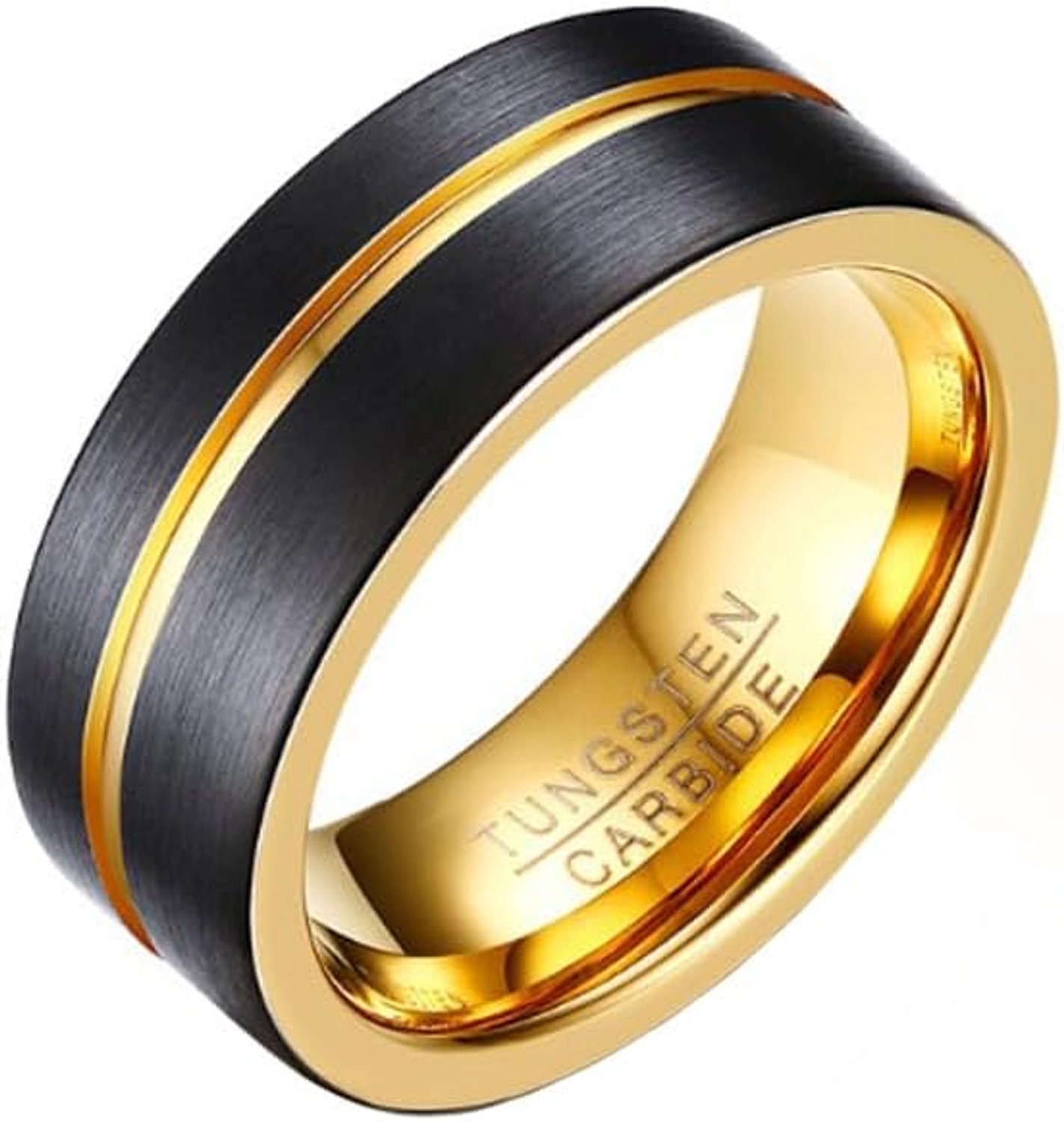 Ring Wolfraam Verguld Zwart Goud 8mm-18mm