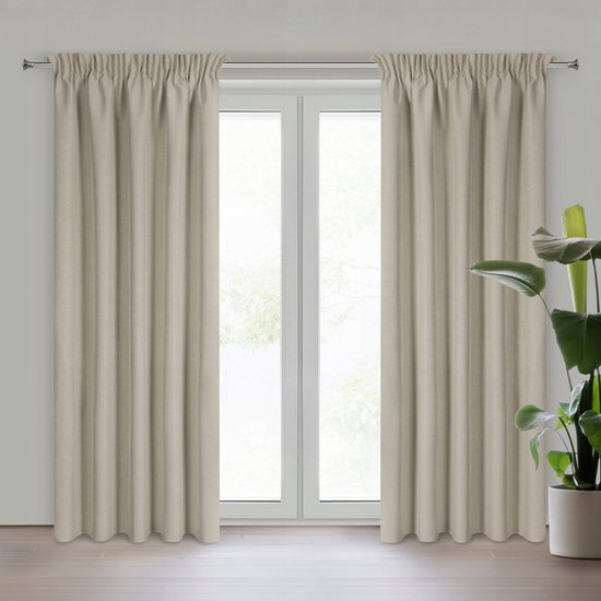 Verduisterende Gordijn 135x270 cm - Donker Beige, 100% Blackout
