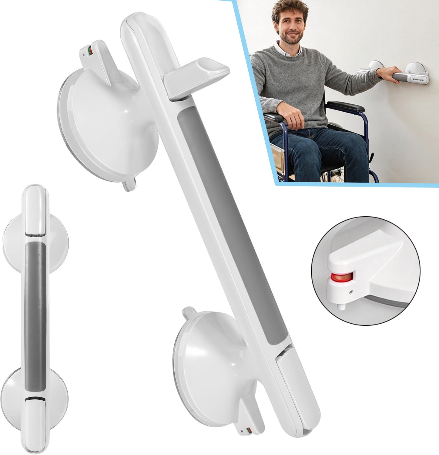 Handgrepen Met Zuignappen Voor De Badkamer - Veiligheidsgreep Voor Ouderen - Zuignap-Handgrepen - Veiligheidshandgreep
