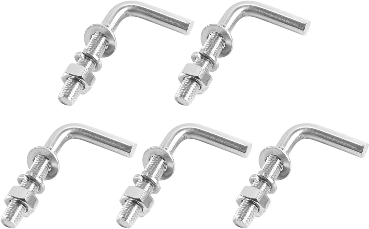 Sets met schroefdraad, M8 X 60mm, 304 roestvrij staal, funderingsankerbouten, vierkante schroeven, hangende haken, pakket van 5