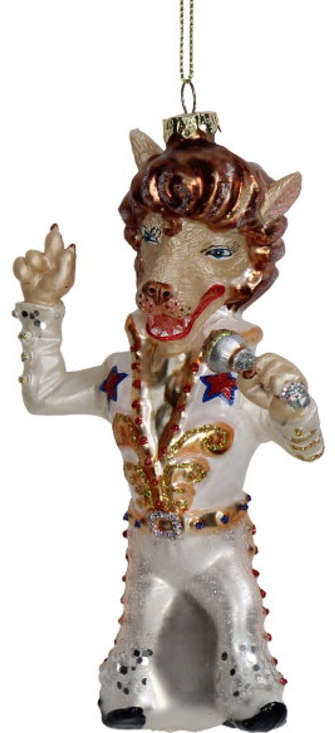 Singer Wolf Glass White 15,2 cm ornament HD Collection