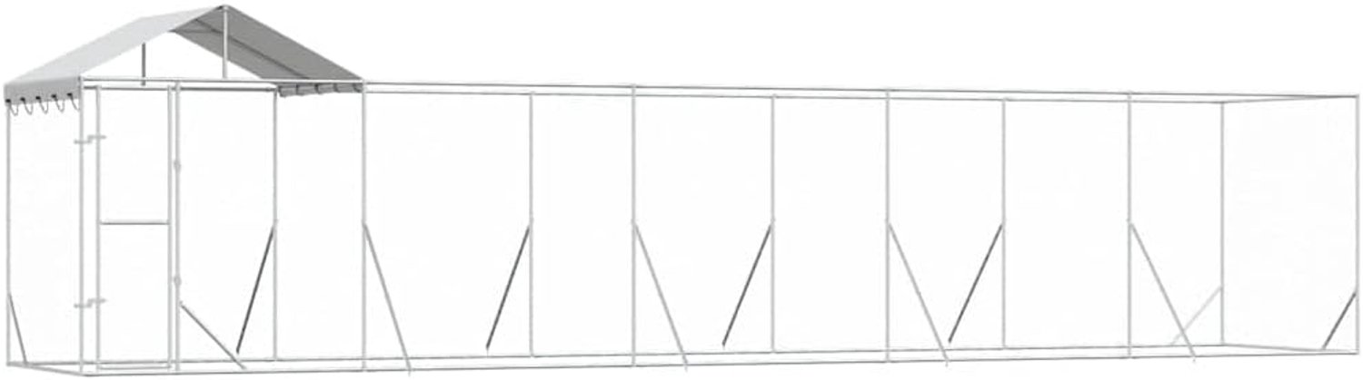 Hondenhok van verzinkt staal, zilverkleurig, 10 x 2 x 2,5 m