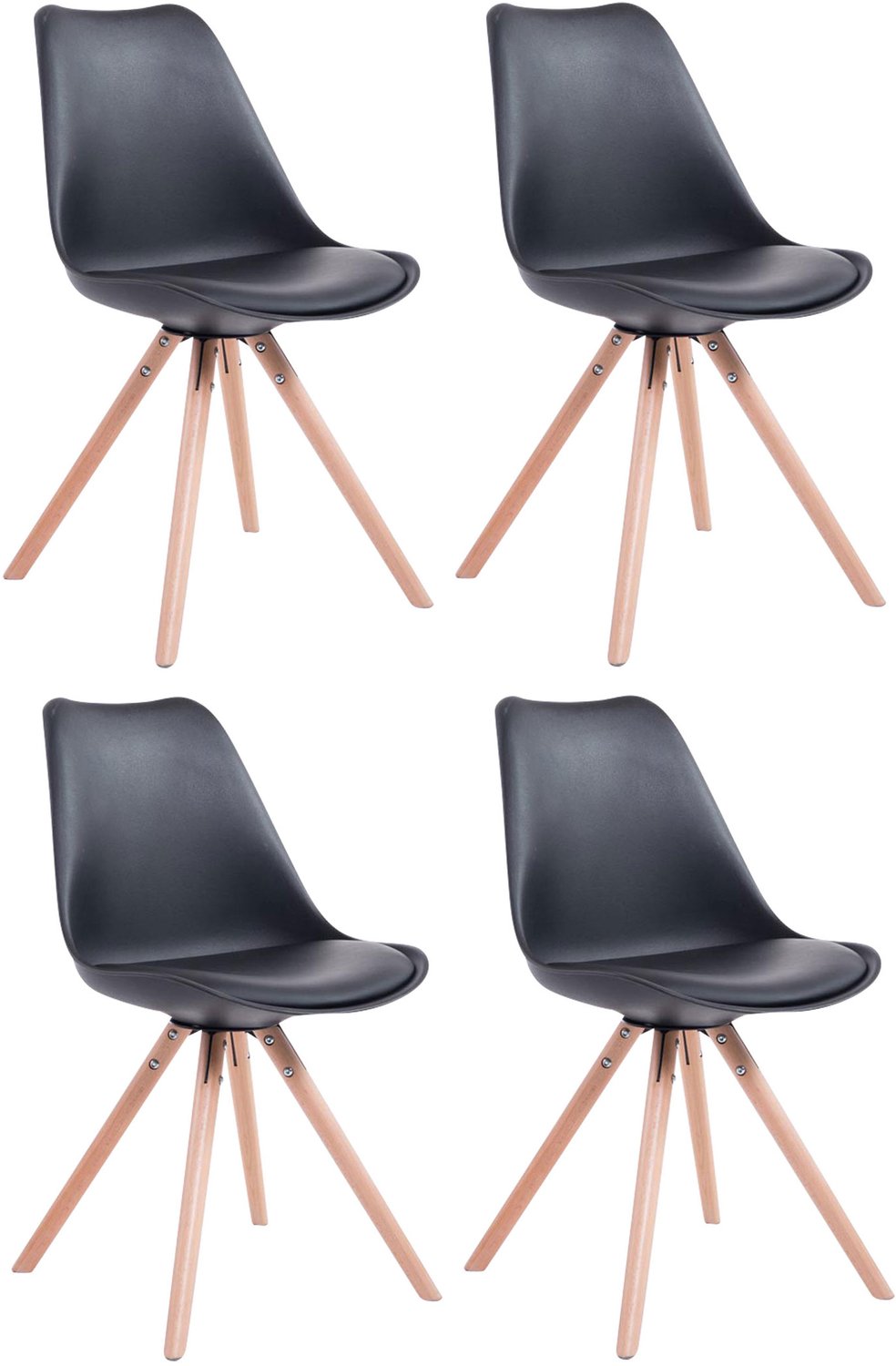 Luxe Comfort Stoel - Set van 4 - Kunstleer - Zwart